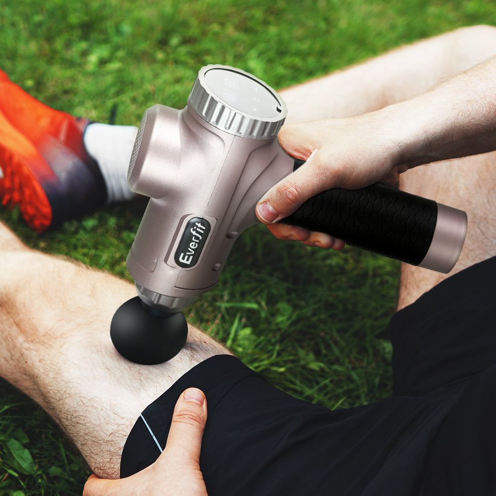 Everfit Deep Tissue Massage Gun with 6 Interchangeable Heads & LCD Display - Electric Percussion Massager for Muscle Pain Relief & Recovery - Perfect for Athletes, Gym Lovers & Home Use