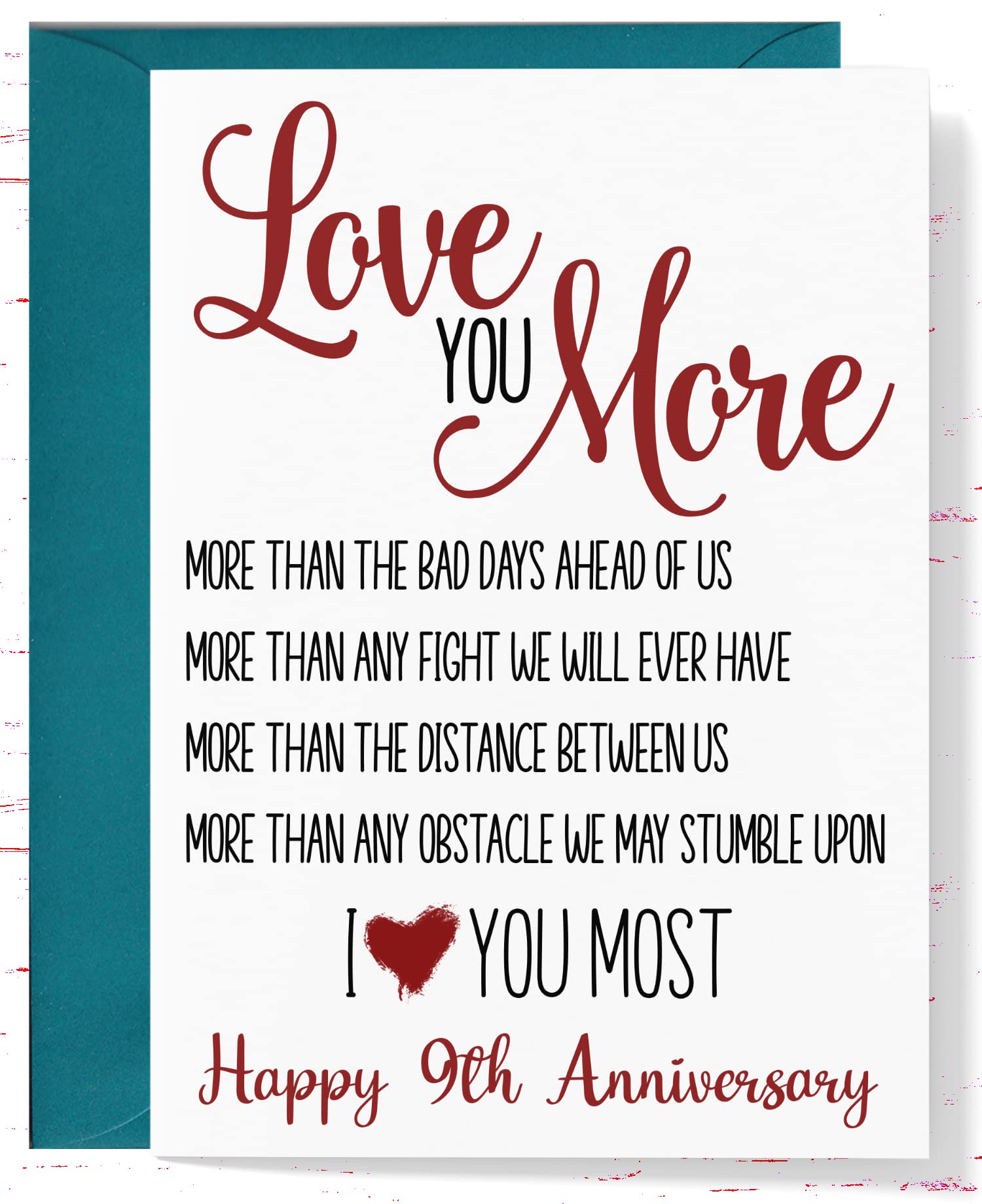 9th Anniversary Card - Romantic 9 Year Wedding Anniversary Card for Husband or Wife - Express Your Love - Perfect for Gifts, Celebrations & Keepsakes