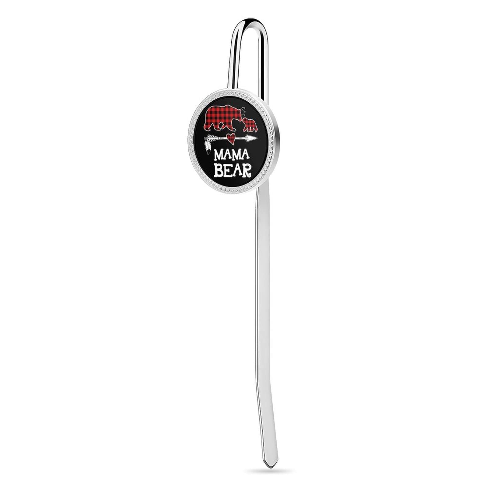 Vintage Red Plaid Buffalo Mama Bear Metal Bookmark - Unique Creative Art Design for Book Lovers | Perfect Gift for Readers, Book Club Members & Bibliophiles | Ideal for Novels, Journals, Bibles & Reading Accessories