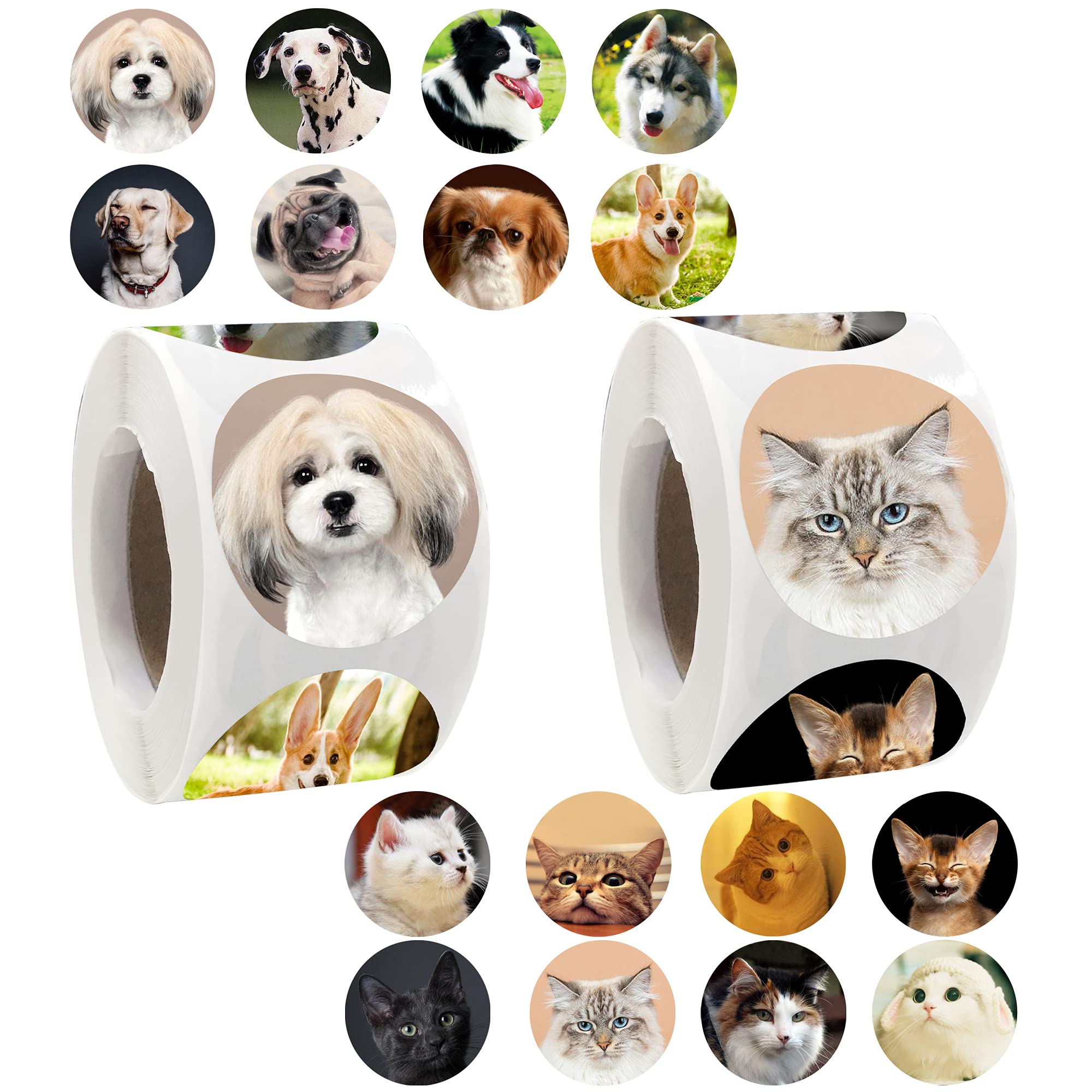 1000PCS Cute Dog & Cat Stickers - Party, Classroom, Envelope Seals