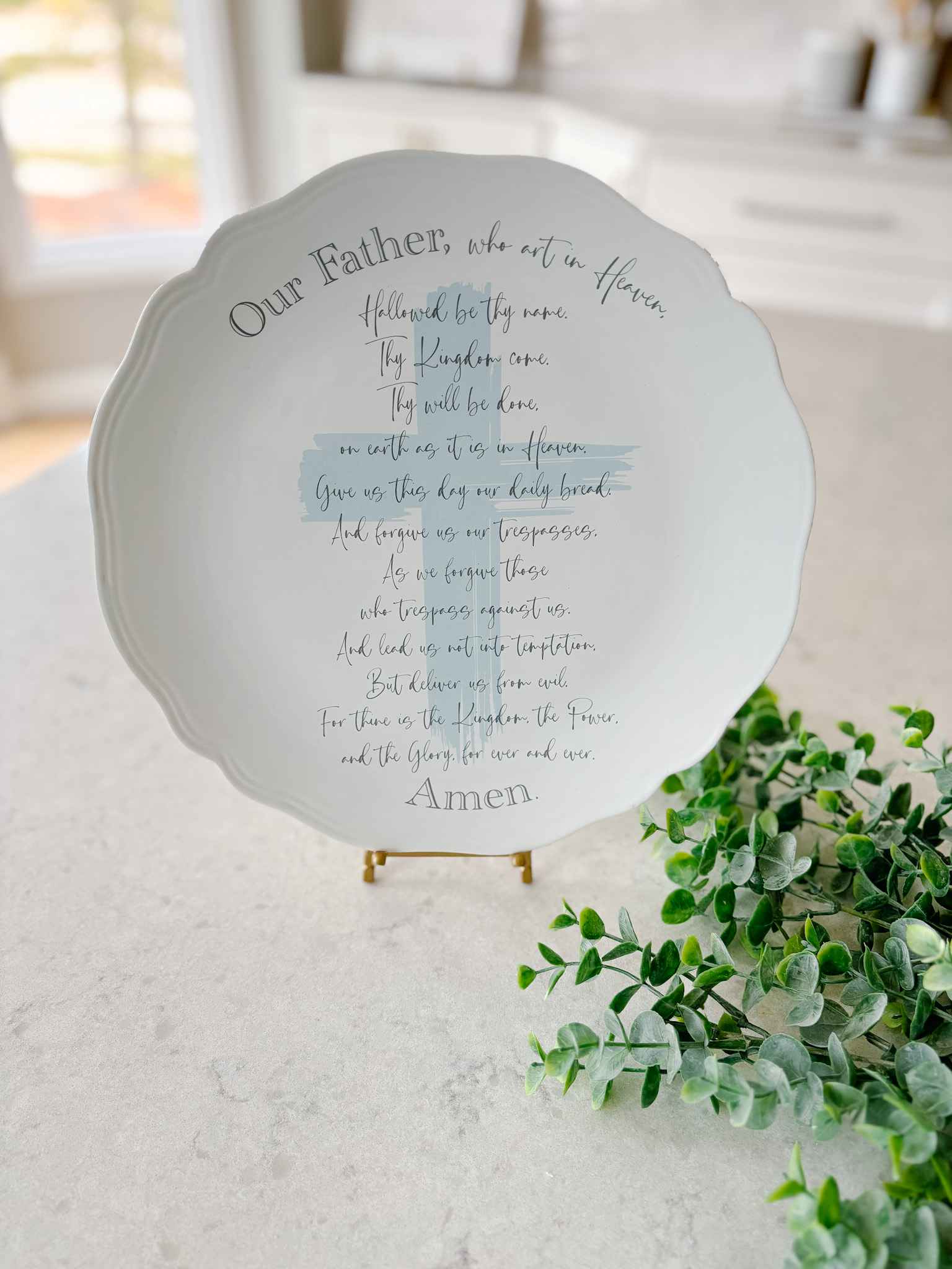 The Lord's Prayer Plate - Engraved Religious Wall Decor for Home & Church - Perfect for Christian Gifts, Prayer Rooms & Faith-Based Decorations