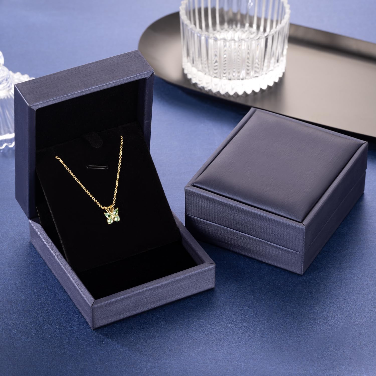 14K Gold Butterfly Pendant Necklace for Women - Dainty Lightweight Diamond Necklace with Light Blue CZ Stones | Trendy Layering Jewelry for Everyday Wear, Gift Giving & Special Occasions