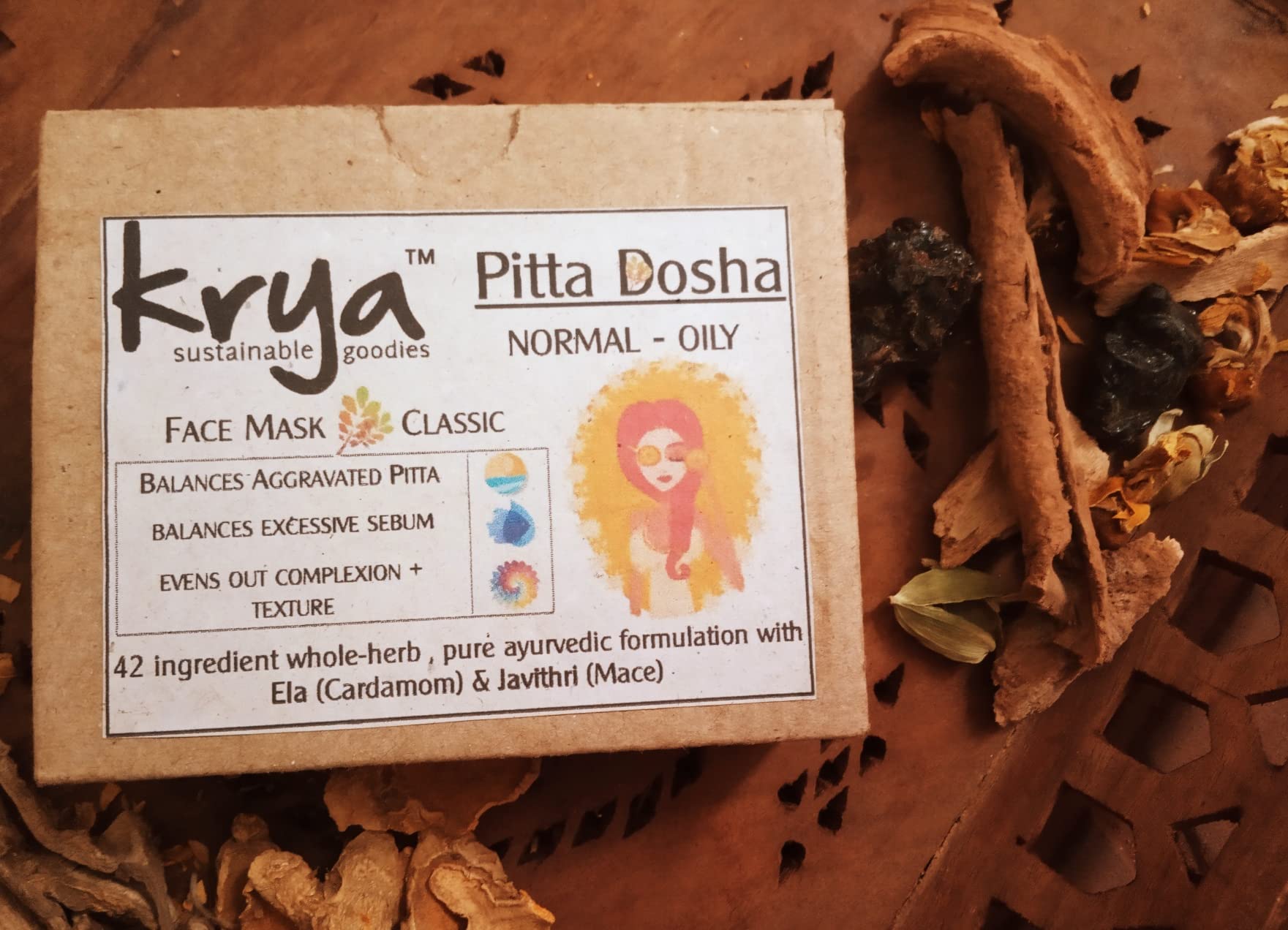 Krya Classic Herbal Facial Mask for Oily Skin - 100% Ayurvedic Face Lepa to Unclog Pores & Balance Oil | Acne Treatment, Deep Cleansing, Spa Day & Self-Care Routine