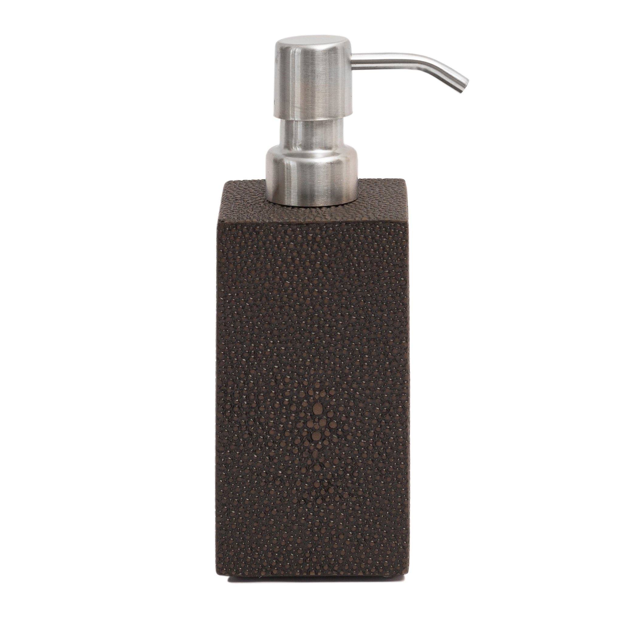 Premium Chelsea Soap Dispenser - Elegant Shagreen Chocolate Finish for Bathroom & Kitchen Countertop Decor