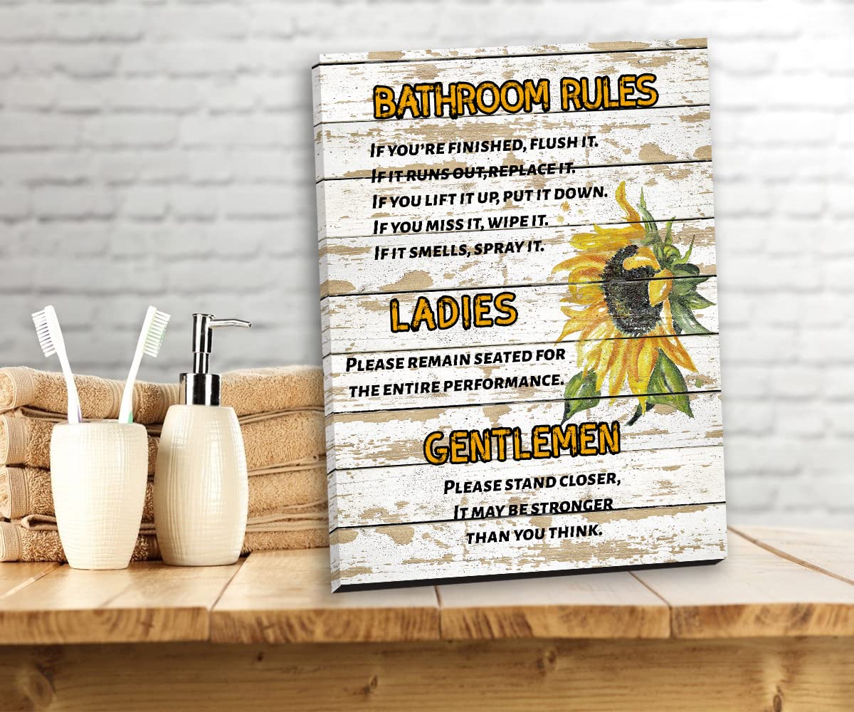 Sunflower Bathroom Wall Art - Farmhouse Decor 12x15