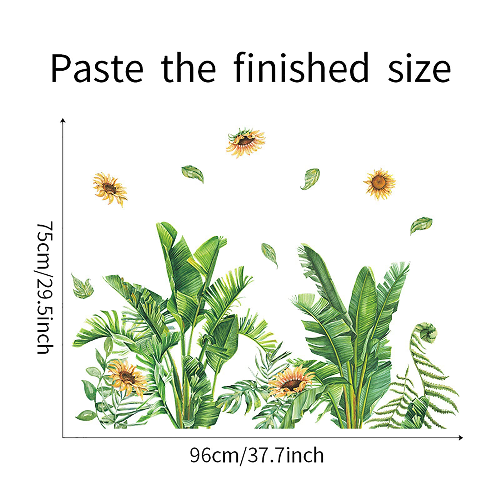 Tropical Leaves & Sunflower Removable Wall Decals - Peel and Stick Vinyl Wall Stickers for Living Room, Kids Room, Bedroom & Playroom Decor - Perfect for Nursery, Dorm, Office & Home Interior Design