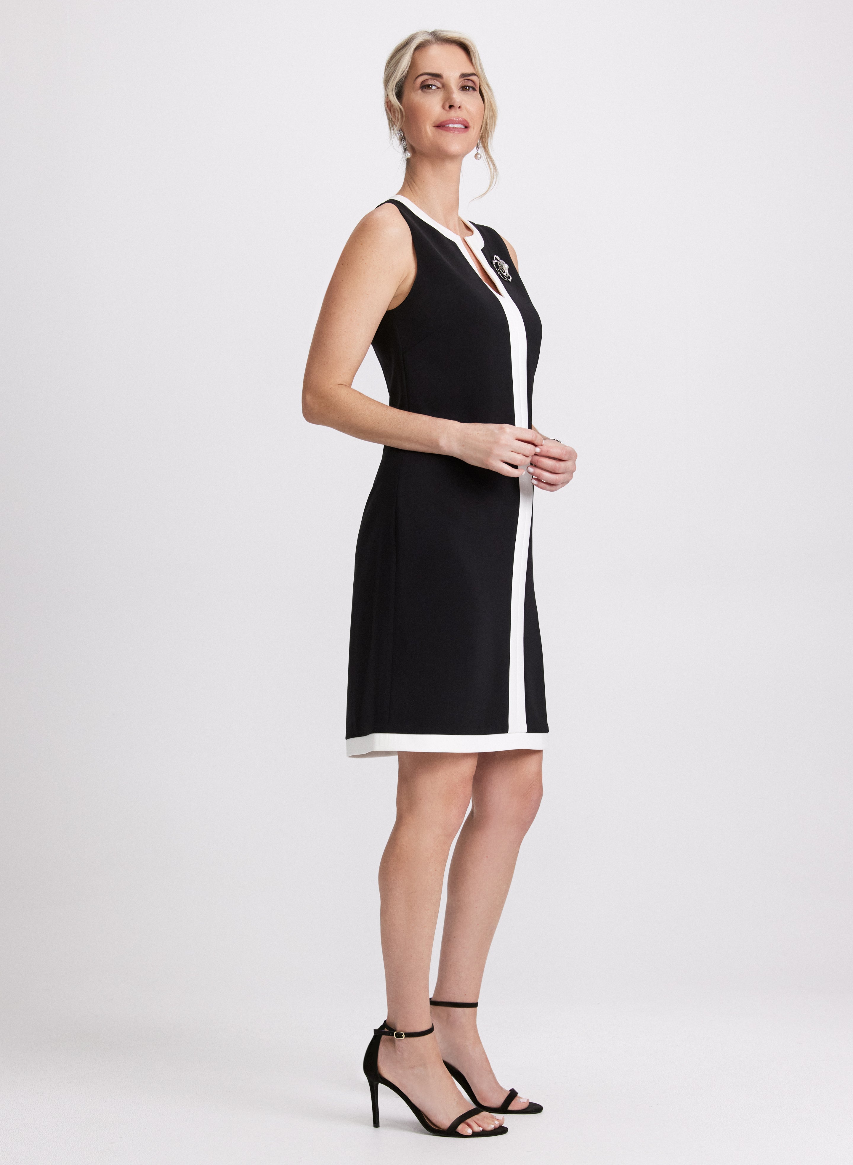 Elegant Contrast Trim Dress for Women - Stylish & Comfortable A-Line Dress for Parties, Work & Casual Wear