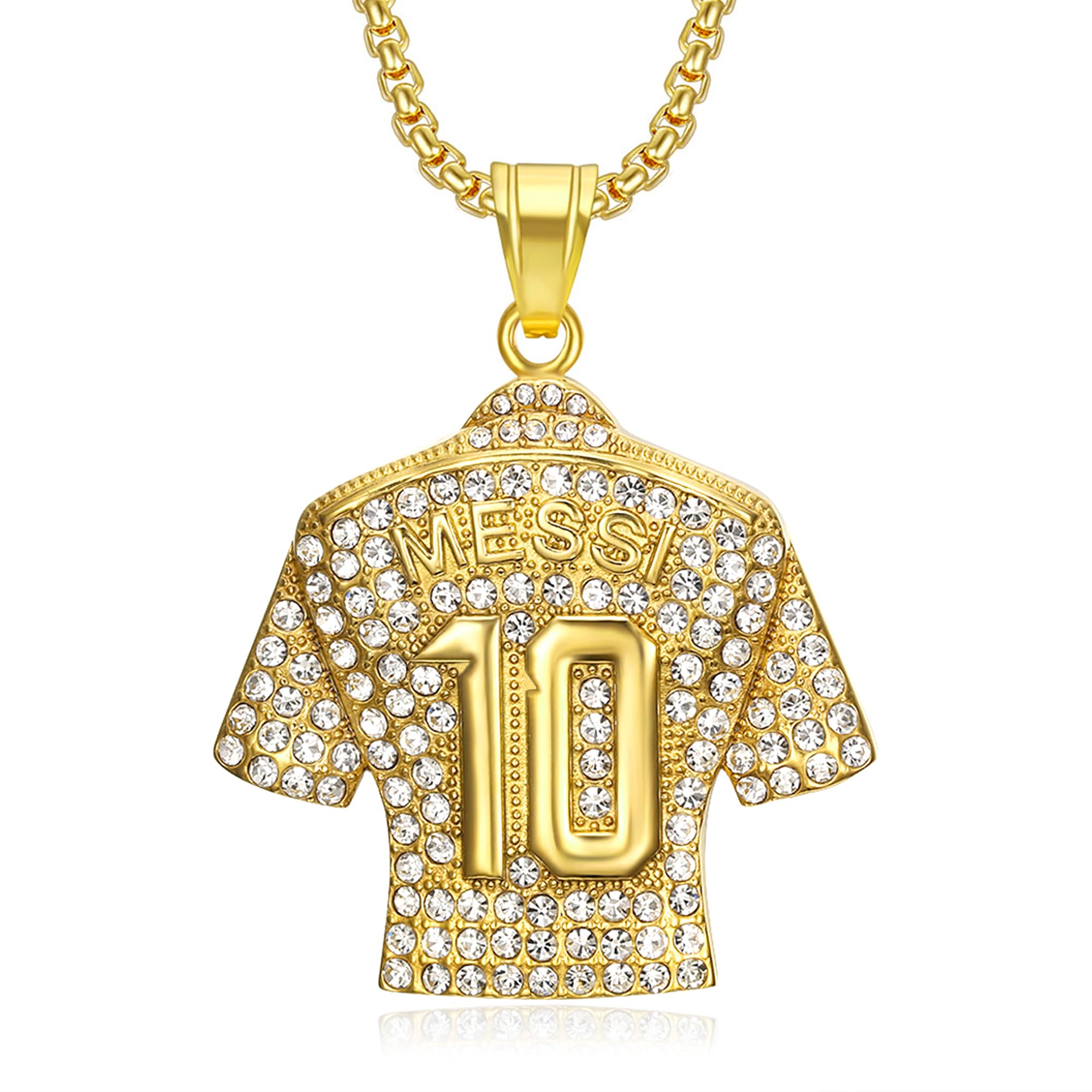 Number 10 Soccer Jersey Pendant Necklace - Titanium Steel Football Jersey Necklace for Miami Fans - Perfect Gift for Soccer Players and Supporters - Great for Game Days, Fan Events & Birthday Presents