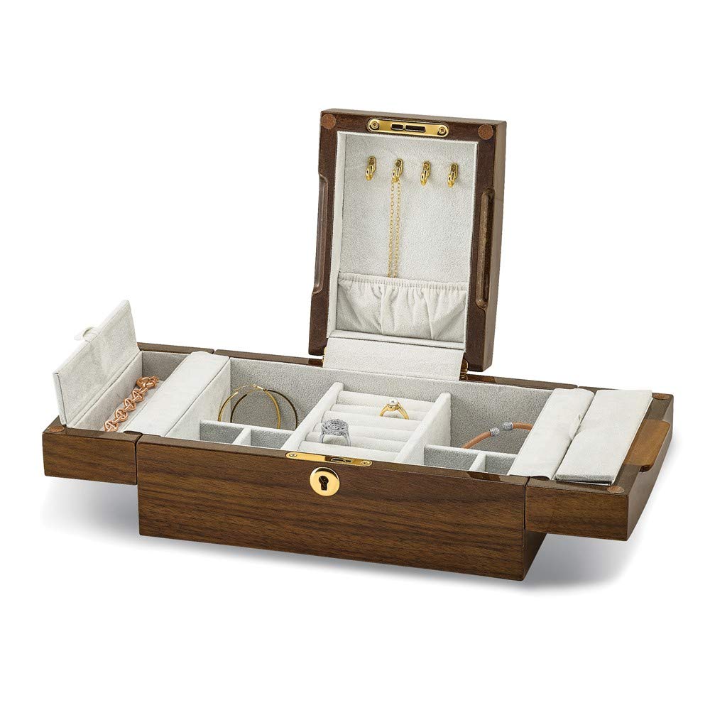 Exquisite Burlwood & Walnut Veneer Jewelry Box - Handcrafted Wooden Jewelry Organizer for Necklaces, Rings & Earrings - Perfect for Home Decor, Gift Giving & Luxury Storage
