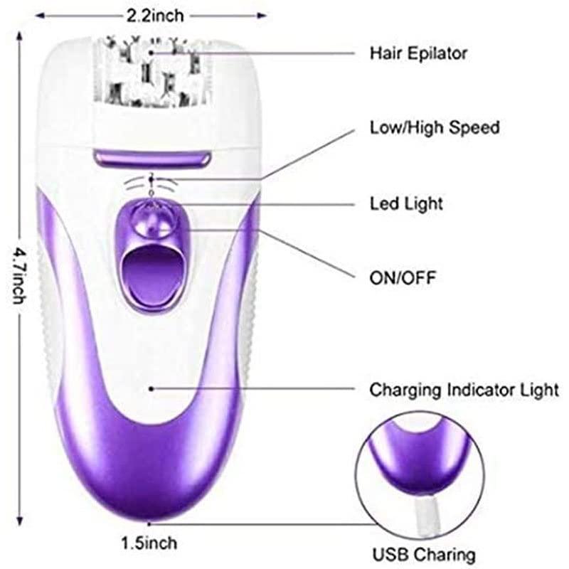 Best Women's Electric Razor - Rechargeable Wet & Dry Bikini Trimmer for Legs, Underarms & Body Hair Removal | Cordless, Painless Shaver (Purple) | Perfect for Travel, Gym & Quick Touch-Ups