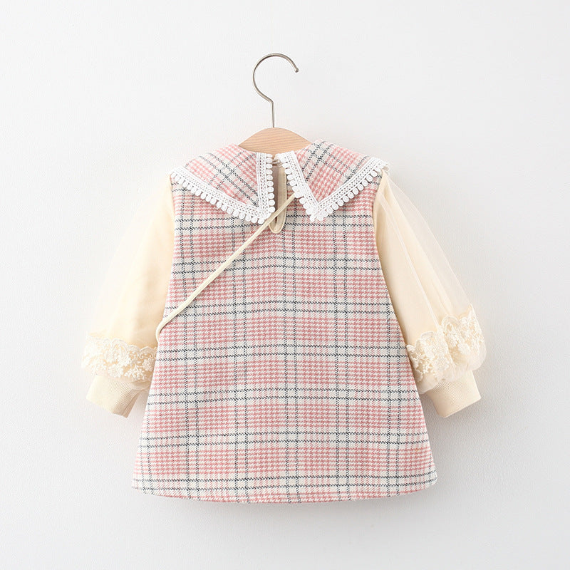 Baby Girl Fake Two Piece Dress - Long Sleeve Toddler Dress for Special Occasions | Birthday Party, Photo Shoot & Holiday Outfits