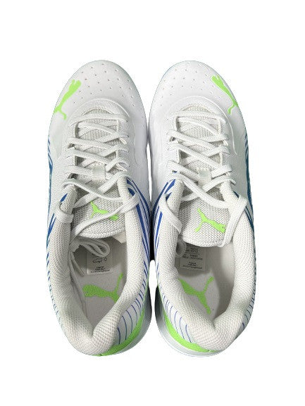 Puma 22 FH VK Rubber Cricket Shoes for Men - White Black Bluemazing (2023 Edition) - Perfect for Cricket Matches & Training Sessions