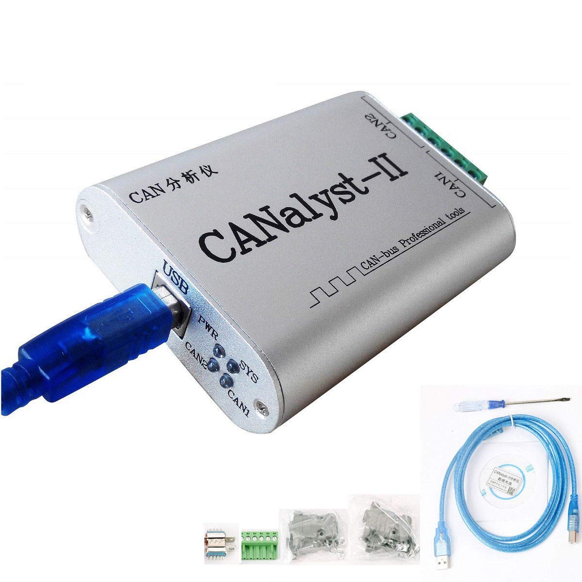 TOPCHANCES CANalyst-II USB to CAN Bus Analyzer Converter Adapter - CAN-Bus Diagnostic Tool for Automotive, Industrial & Embedded Systems - Works with ZLGCANpro Software