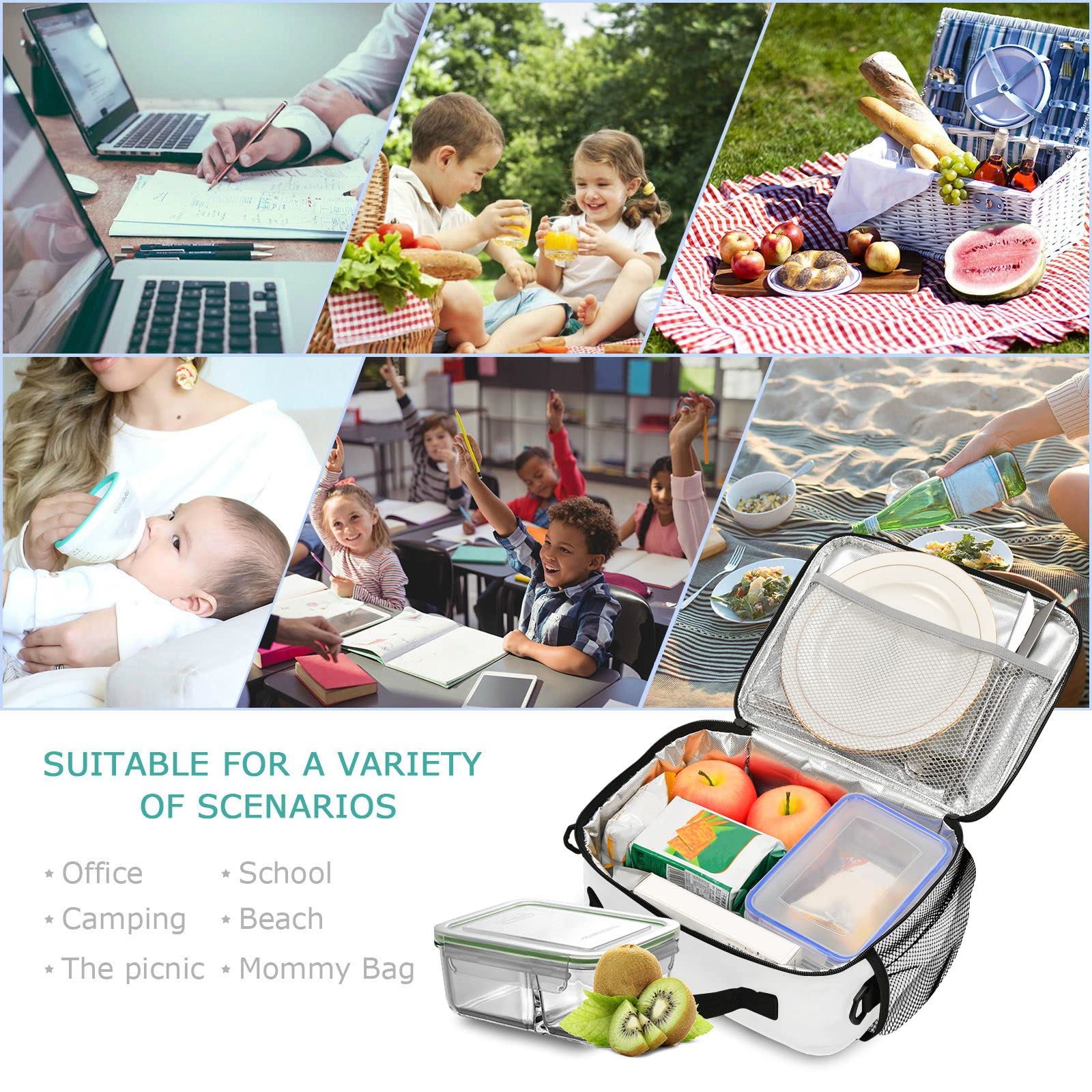 Custom Insulated Brown Lunch Bag with Adjustable Shoulder Strap - Lightweight Thermal Lunch Box for Women, Students - Perfect for Work, School, Picnic & Outdoor Activities