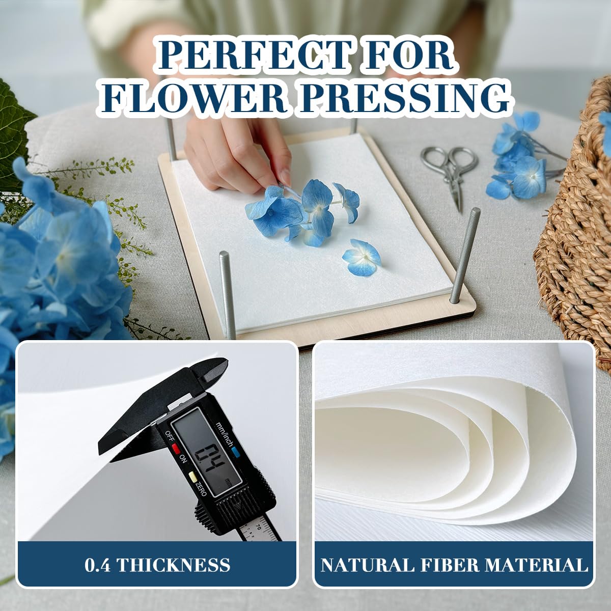 20 Sheets A4 Size Blotting Paper for Flower Pressing Kit - Large Absorbent Herbarium Paper for Drying Flowers, Botanical Specimen Preservation & DIY Craft Projects - Perfect for Adults, Artists & Nature Enthusiasts (20 White Sheets) - Ideal for Wedding Bouquet Preservation, Scrapbooking & Botanical Art Projects