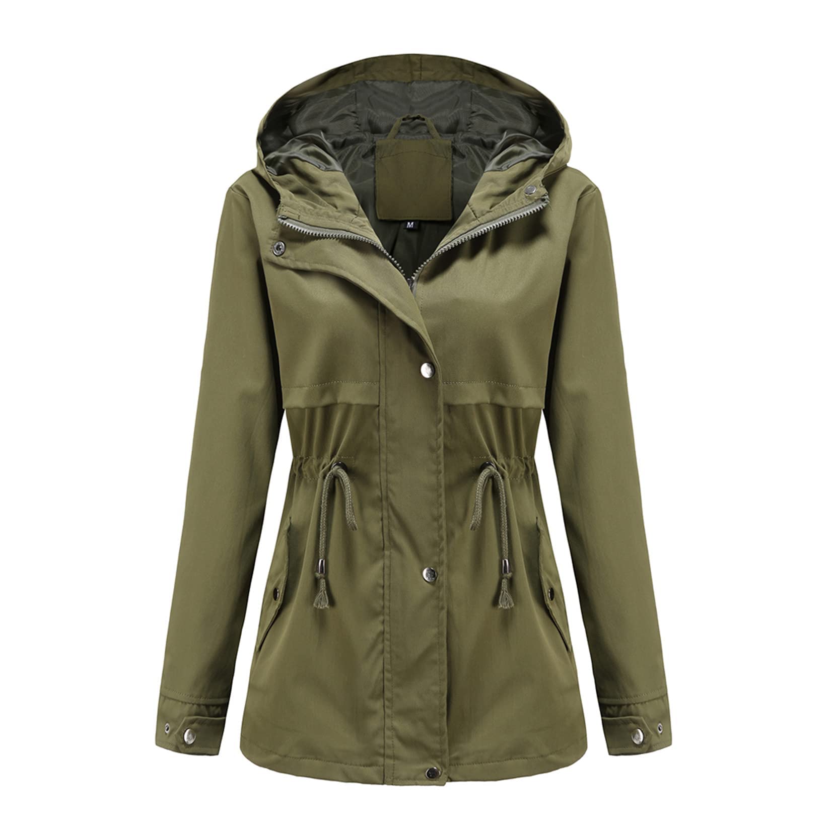 DOSLAVIDA Women's Waterproof Rain Jacket with Hood - Lightweight Windbreaker Trench Coat for Outdoor Activities, Hiking, Camping & Commuting