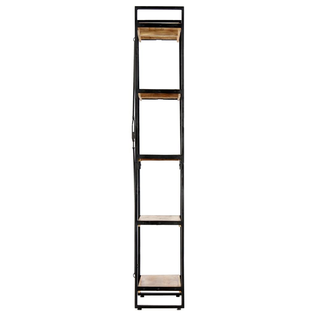 5-Tier Bookcase Shelf - Solid Mango Wood & Steel Structure (23.6