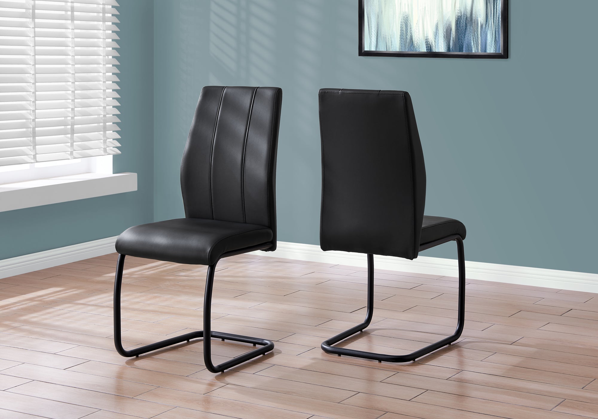 Modern Black PU Leather Dining Chairs Set of 2 - Comfortable Kitchen & Dining Room Chairs for Home, Restaurant, or Office Use