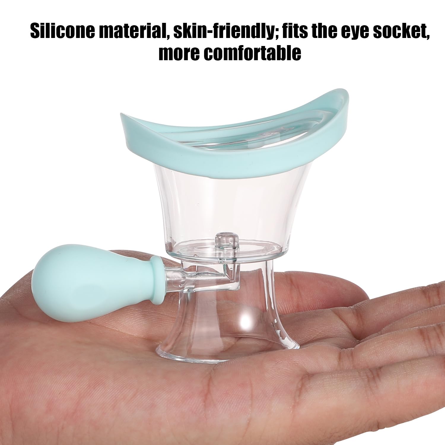 Silicone Eye Wash Cup with Storage Container - Manual Air Pressure Eye Cleanser for Makeup Irritants & Soothing Eyes (Blue) | Perfect for Contact Lens Wearers, Swimmers & Allergy Relief