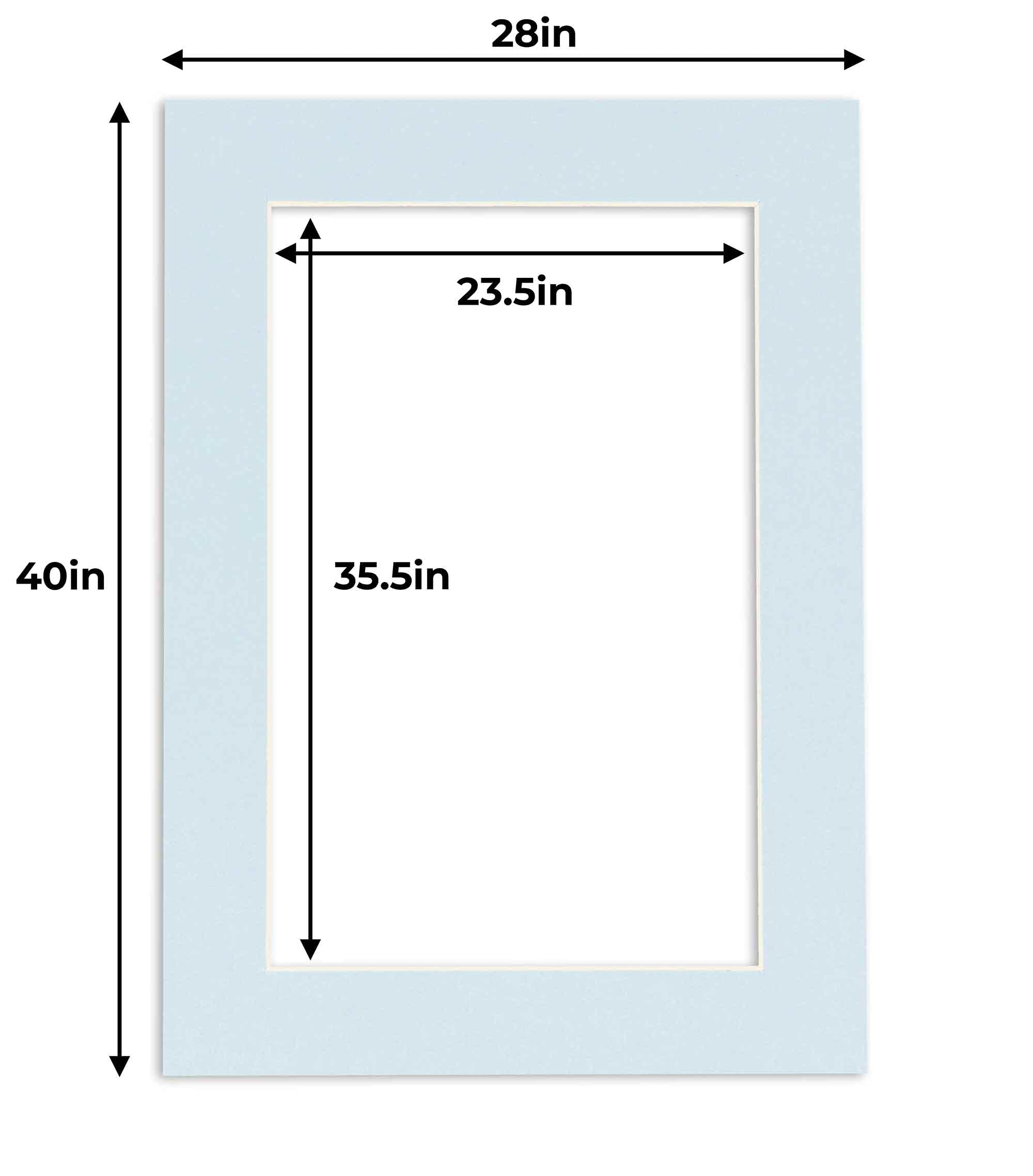 24x36 Acid-Free Baby Blue Precut Mat Board - Fits 28x40 Picture Frame | Premium Photo Matte for Family Photos, Artwork & Framing | Perfect for Home Decor, Gallery Displays & Professional Show Kits (Pack of 1)