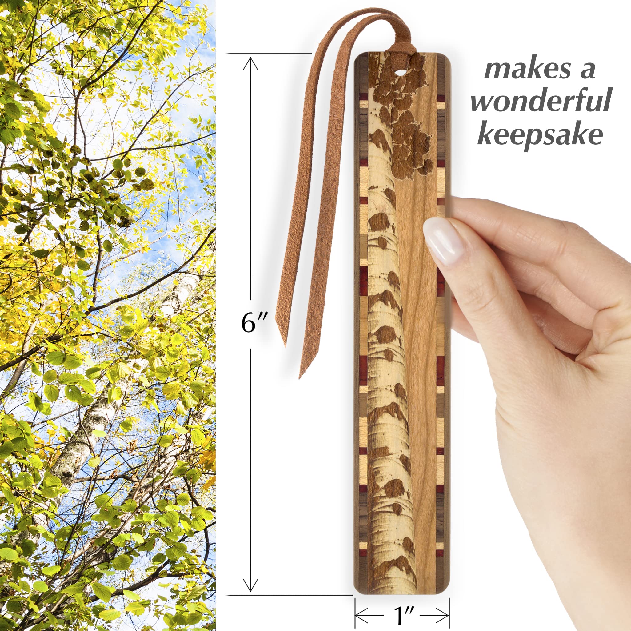 Handmade Cherry Wood Bookmark with Aspen Tree Engraving - Personalized Gift for Book Lovers - Made in USA - Perfect for Reading, Book Clubs & Literary Gifts