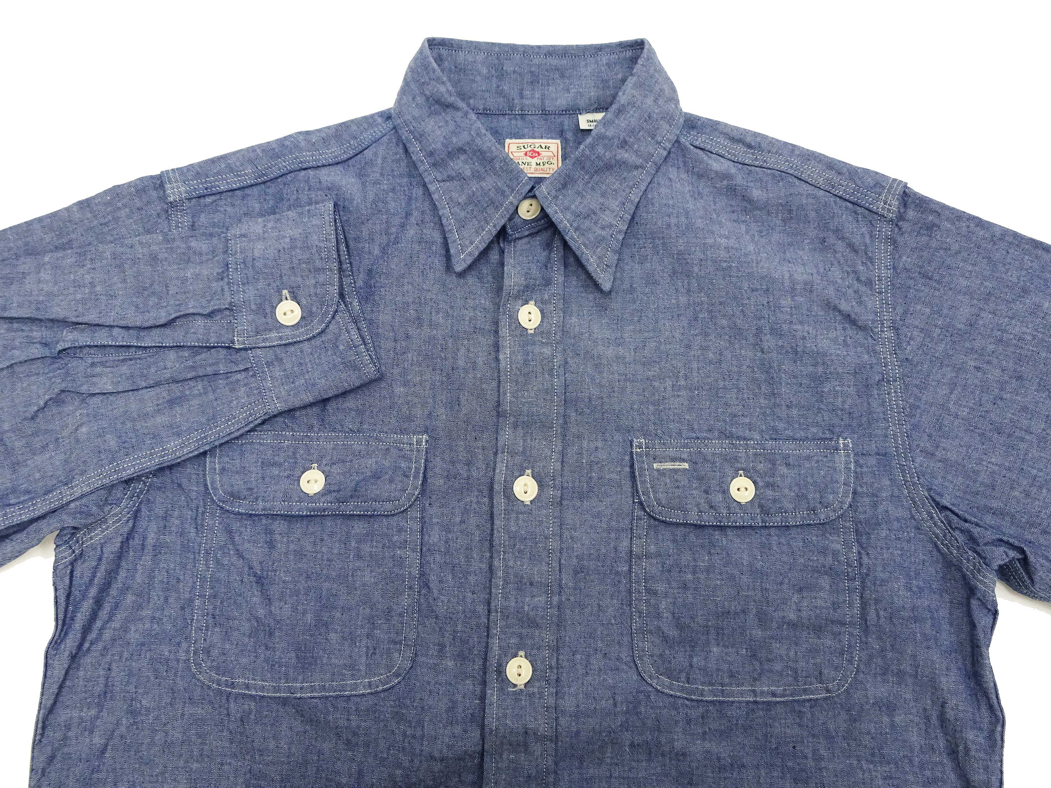 Men's Lightweight Long Sleeve Chambray Button-Up Shirt - Breathable Sugar Cane Fabric for Work & Casual Wear - SC27850 in Classic Blue