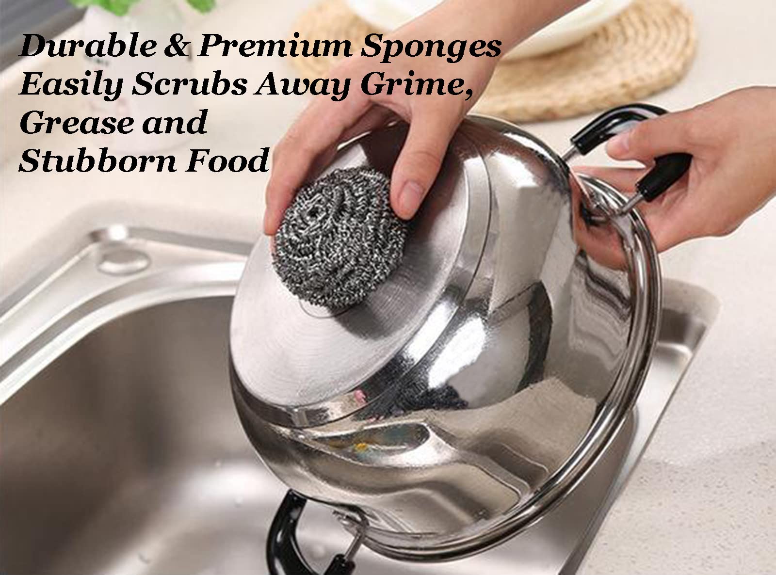 9-Pack Stainless Steel Scourer Pads for Kitchen & Bathroom Cleaning
