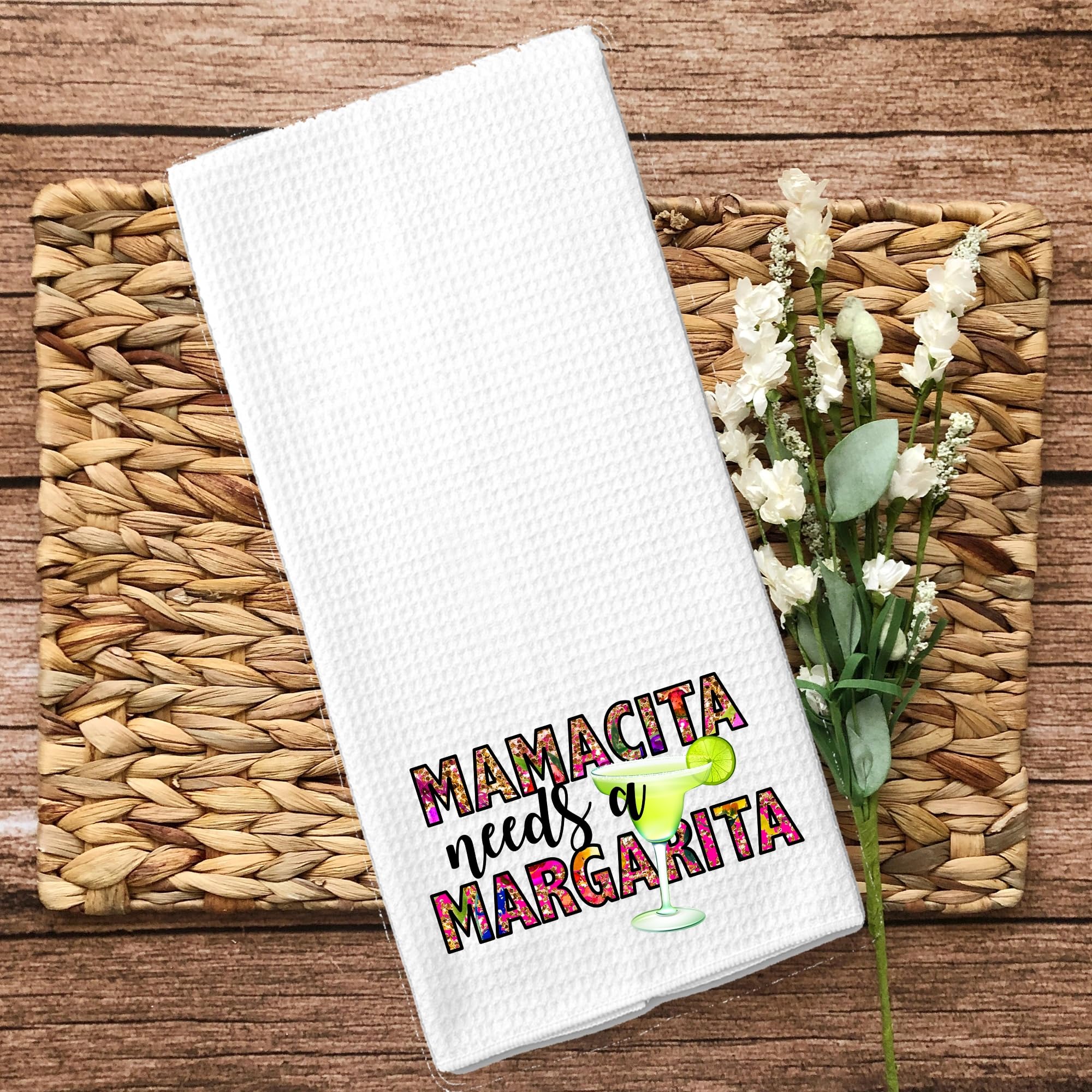 Funny Mamacita Needs a Margarita Kitchen Towel - Absorbent Microfiber Bar & Tea Towel Set - Perfect for Cocktail Parties, Mexican Themed Decor & Housewarming Gifts