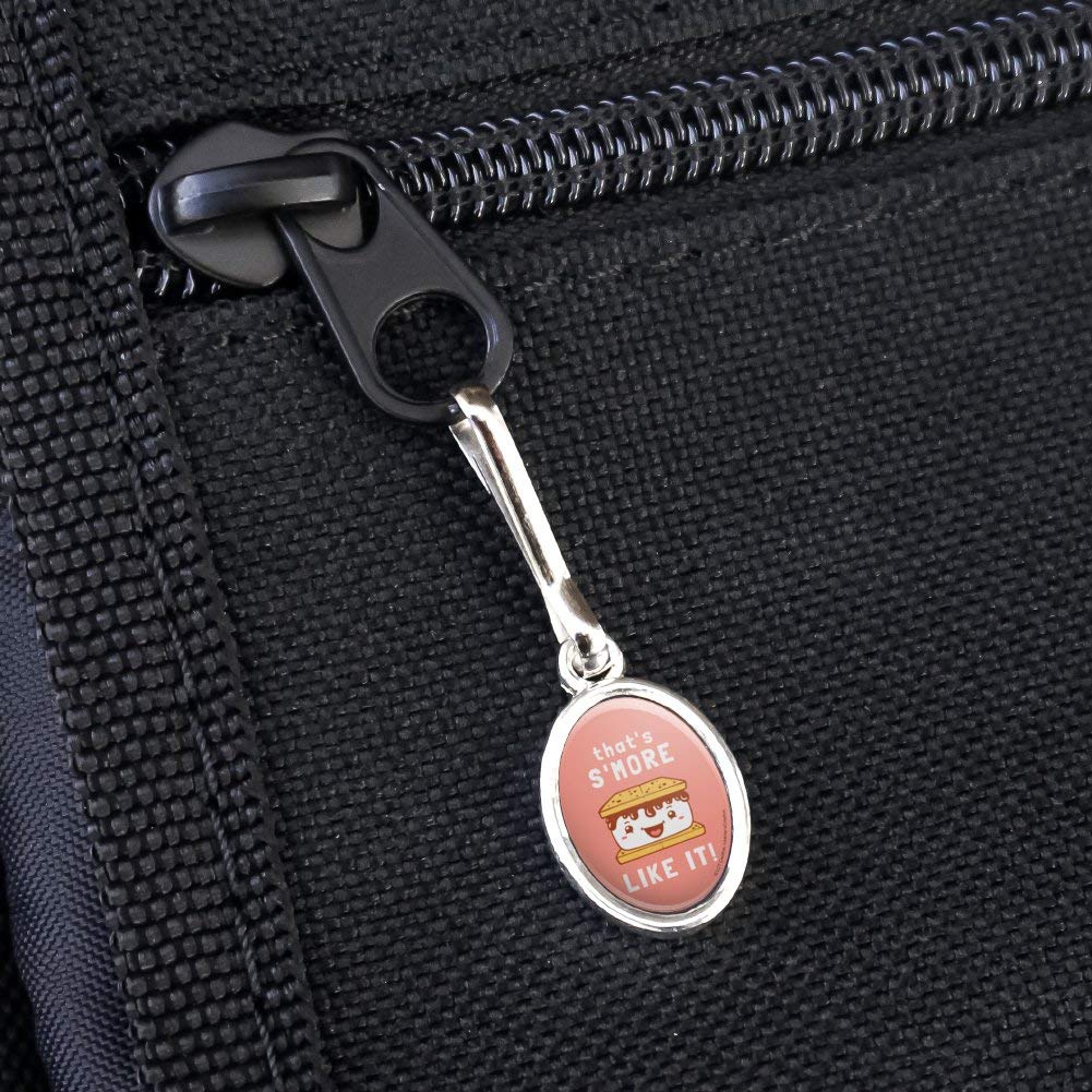 Funny S'mores Humor Antique Oval Charm - Zipper Pull Aid for Clothes, Purse, Suitcase & Backpack - Great for Travel, Camping & Outdoor Adventures