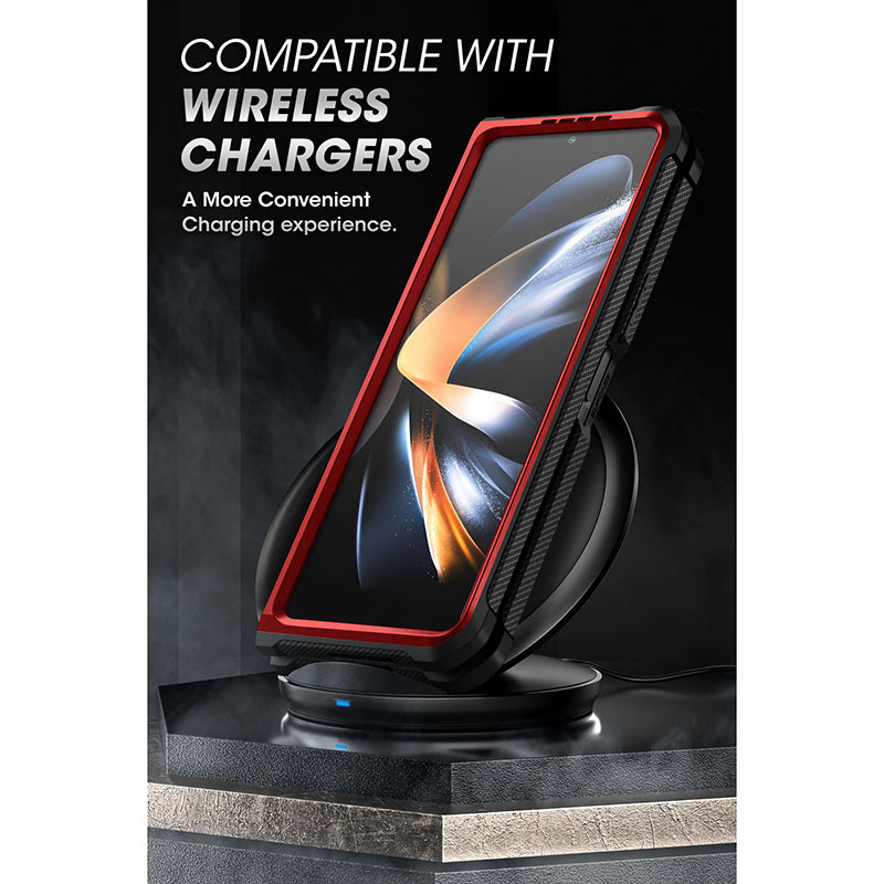 Samsung Galaxy Z Fold 5 Case with Kickstand & Screen Protector - Unicorn Beetle Pro Series, Shockproof Metallic Red | Perfect for Work, Travel & Everyday Protection