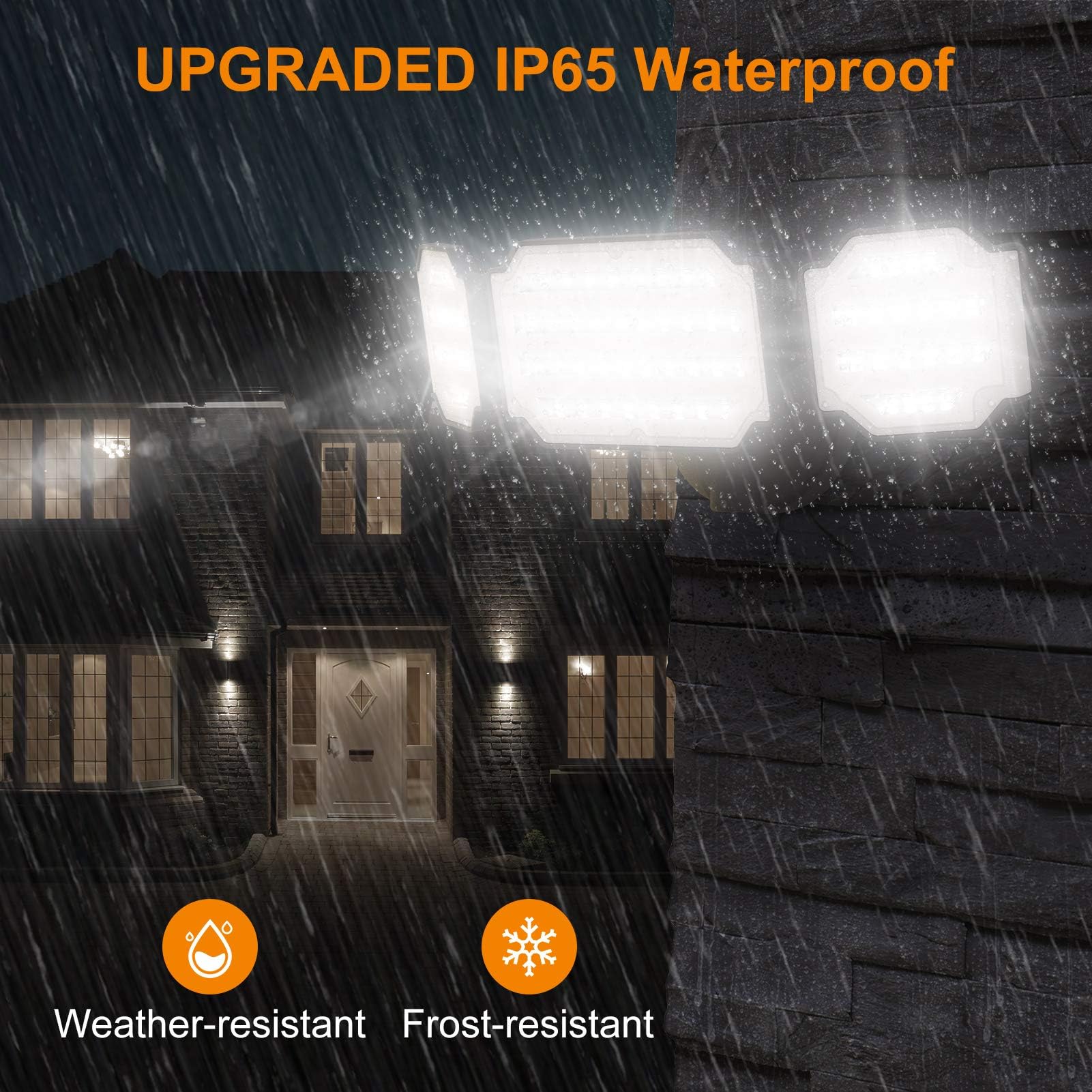 LEPOWER 45W LED Flood Light 4500LM Outdoor Security Light - 5000K Daylight White, 3 Adjustable Heads, IP65 Waterproof, Switch Controlled for House, Garage, Yard, Garden & Backyard (Black) - Perfect for Landscape Lighting, Driveway Illumination & Property Security