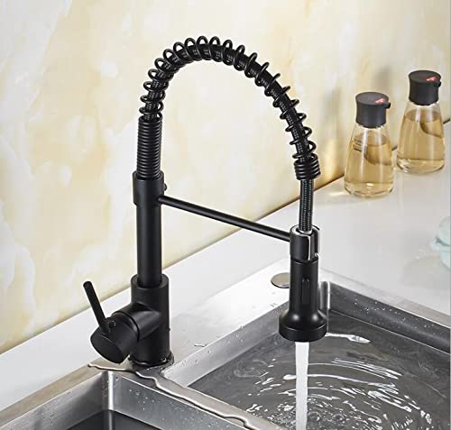 Commercial Kitchen Faucet with Pull Down Sprayer - Single Handle Lever Spring Sink Faucet in Matte Black | Ideal for Restaurants, Food Trucks & Home Kitchens