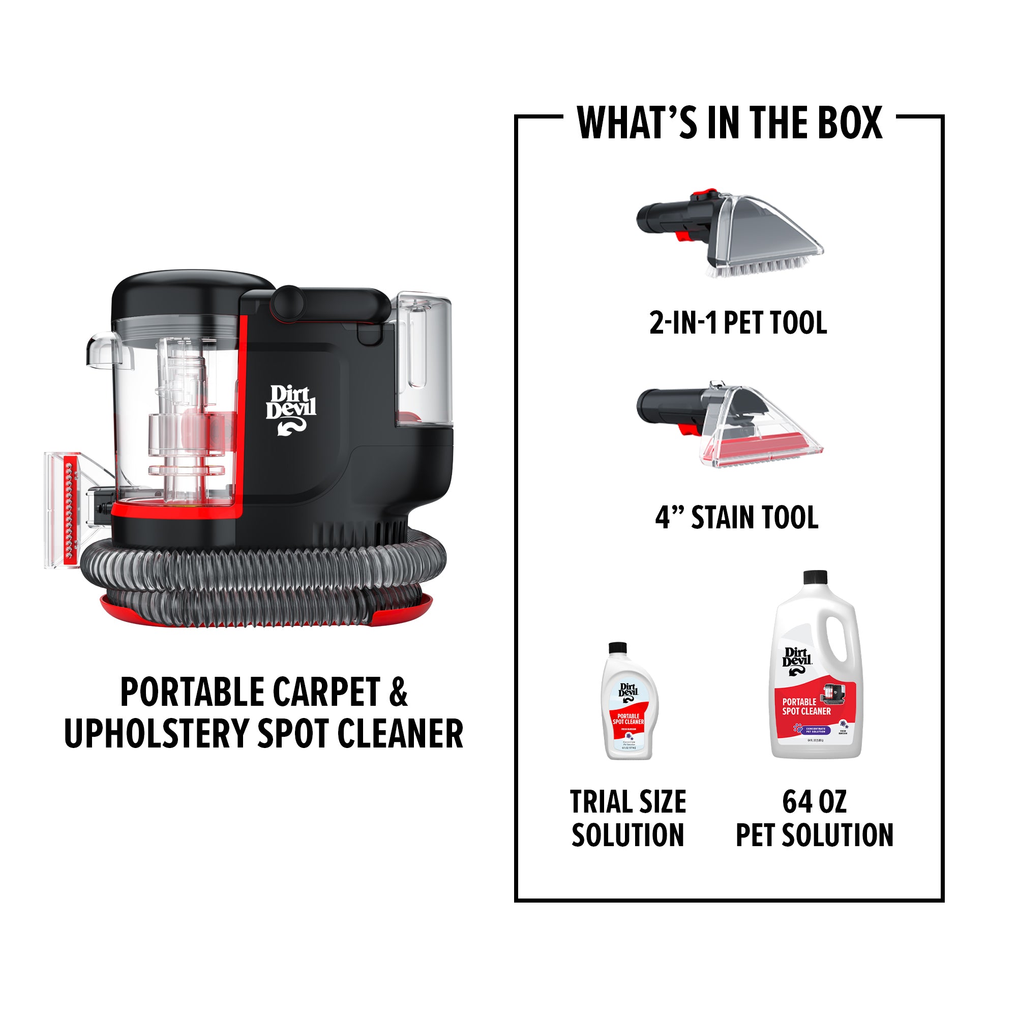 Portable Carpet Spot Cleaner with 64 oz Pet Stain Remover Solution - Ideal for Pet Owners, Home & Car Upholstery Cleaning