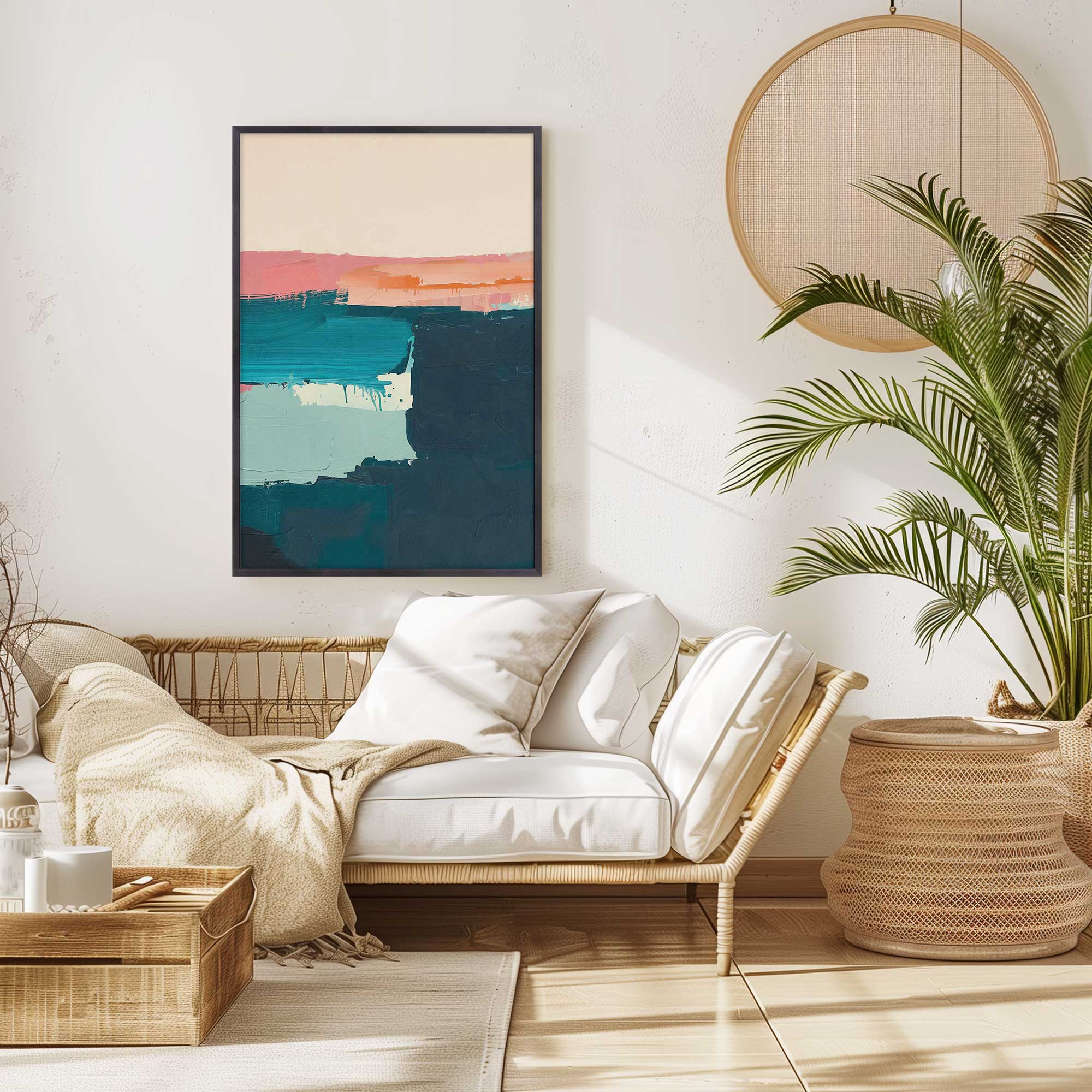 Azure Reverie v1 Print - Abstract Wall Art Decor for Modern Living Room, Bedroom & Office - Premium Canvas Painting for Home & Office Decor