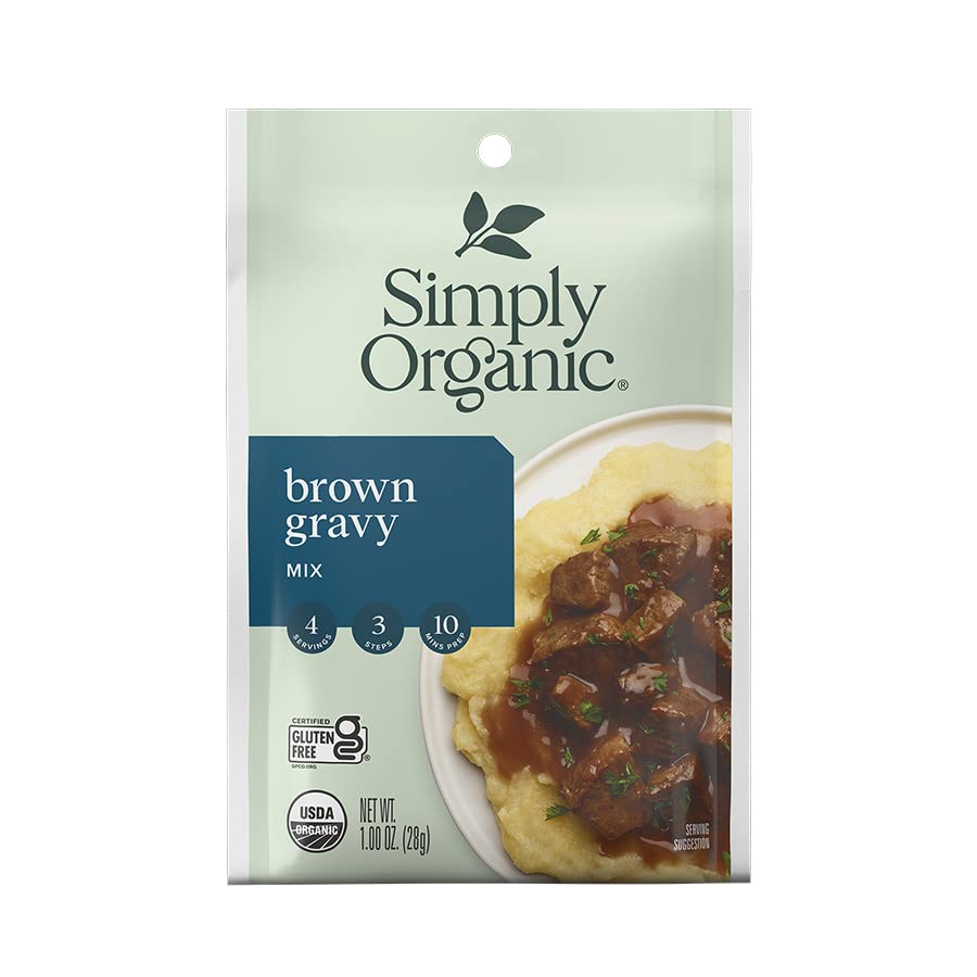 Organic Brown Gravy Mix - Gluten Free, Non-GMO, USDA Certified (1 oz, Pack of 12) - Perfect for Roasts, Mashed Potatoes & Thanksgiving Dinners