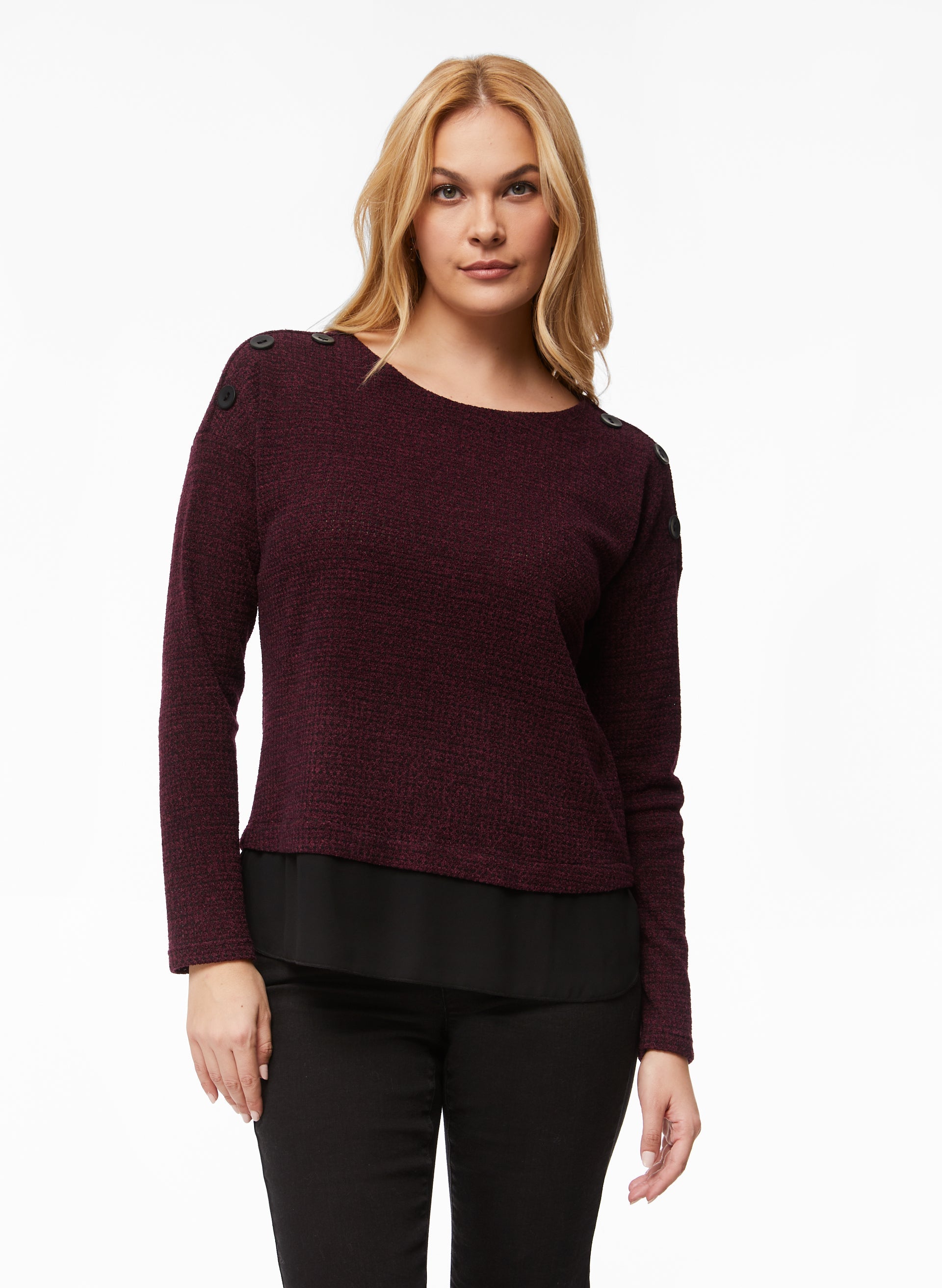 Stylish Button Detail Fooler Sweater for Women | Cozy Knit Pullover | Perfect for Casual Outfits & Fall Layering