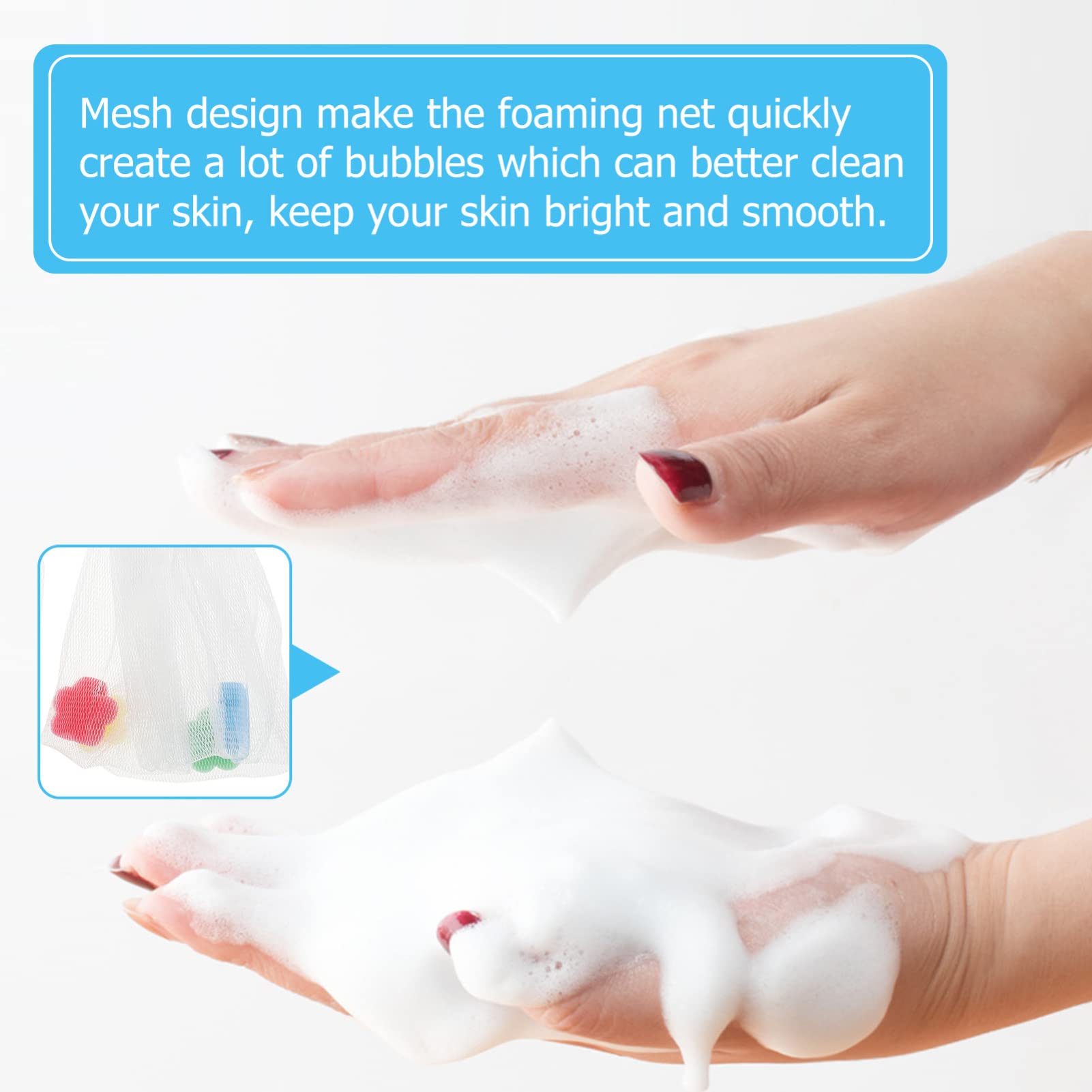 FOMIYES Exfoliating Face Soap Pouch - 2 Pack Reusable Soap Net for Body & Facial Cleansing | Gentle Skin Scrubber for Shower, Travel & Daily Skincare Routine