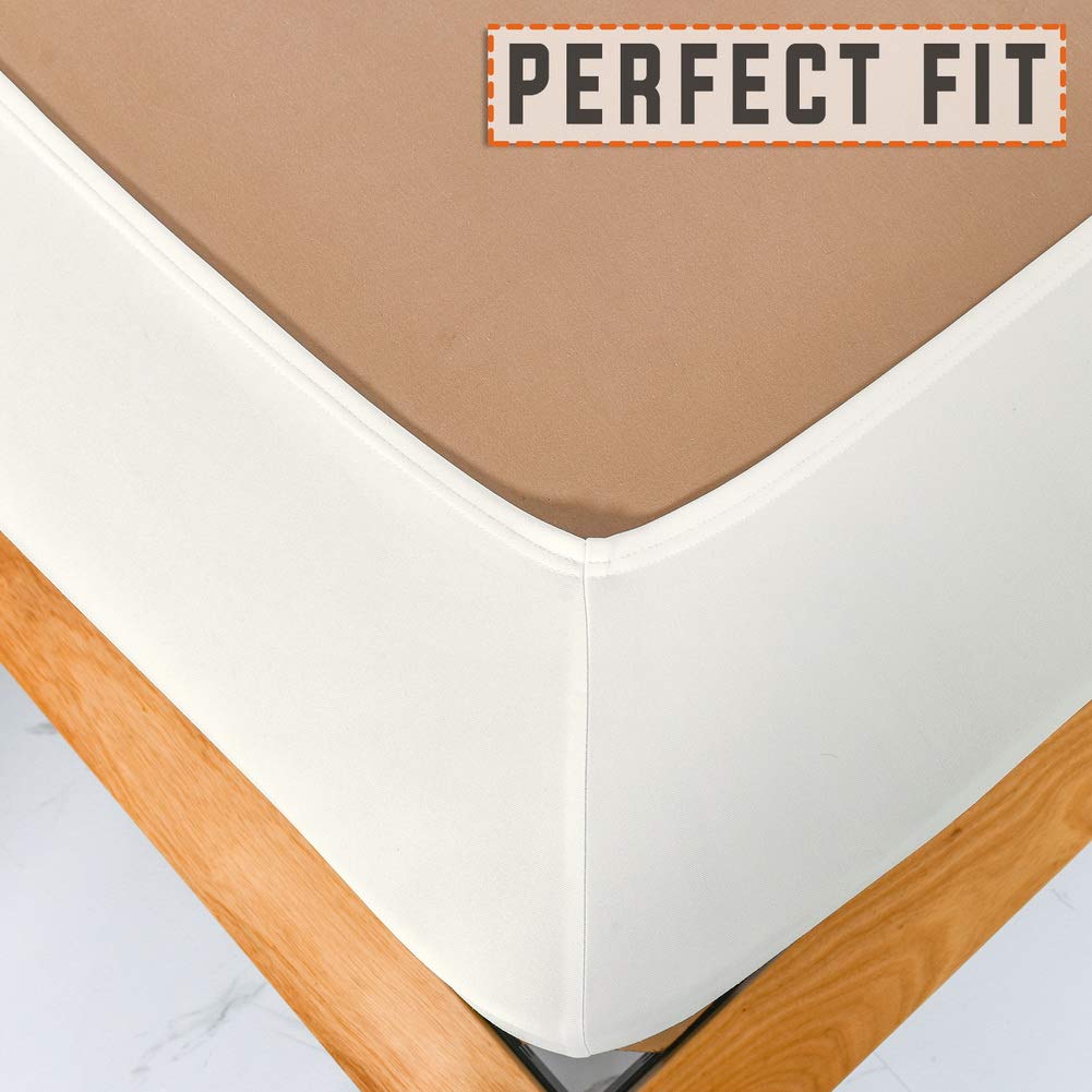 Twin Six Premium Bed Box Spring Cover - Queen/Split Queen Size, Upgraded Bed Skirt & Mattress Protector Encasement in Ivory | Perfect for Bedroom Makeovers, Guest Rooms & Hotel Style Bedding