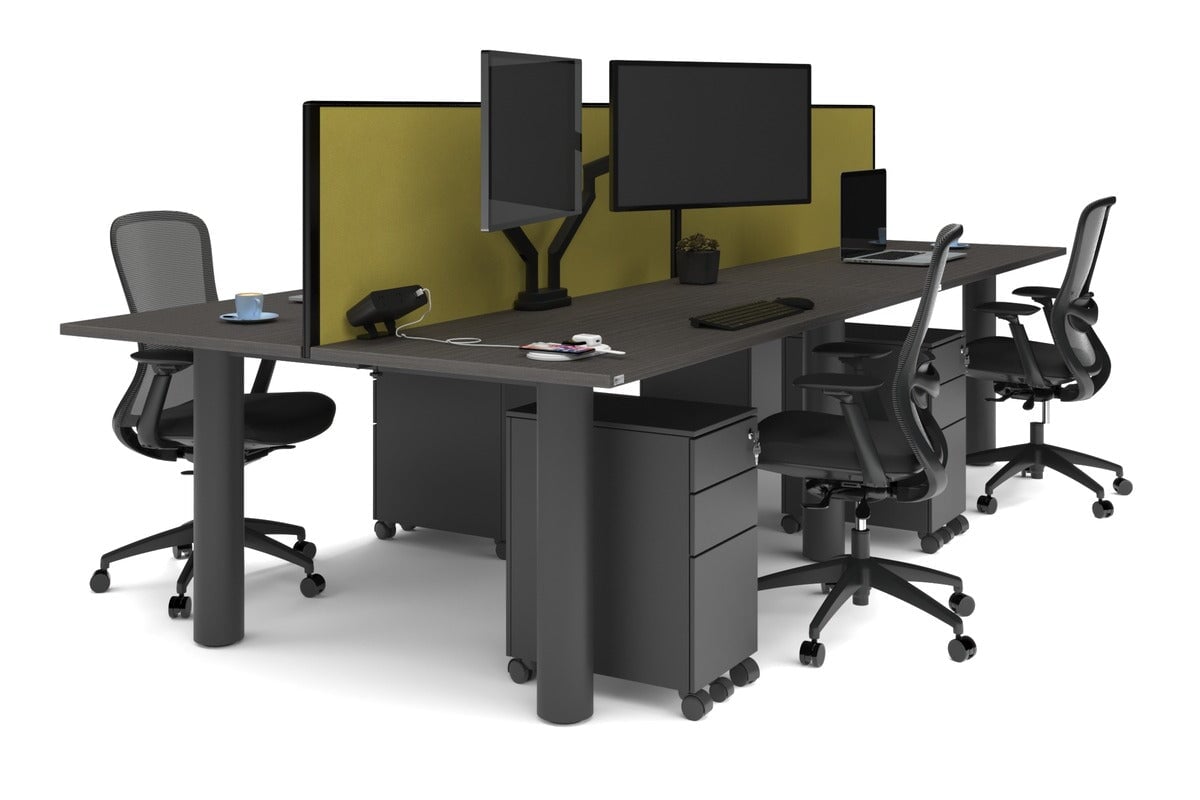 Quadro Cylinder Leg 4-Person Office Workstation Desk - 1800L x 700W Dimensions - Perfect for Collaborative Workspaces & Modern Offices