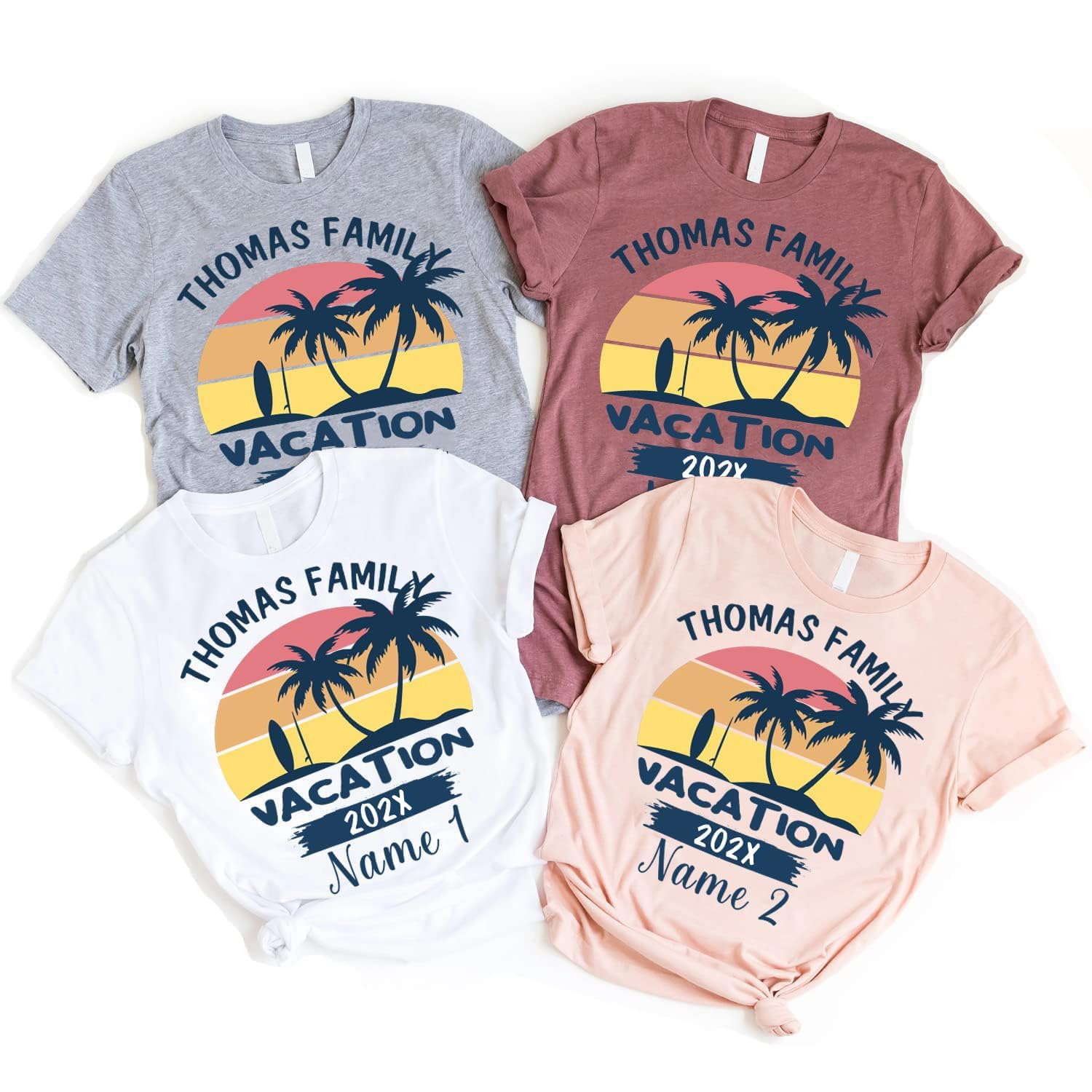 Custom Family Vacation T-Shirts - Matching Beach & Cruise Shirts for Summer Travel - Black Cotton Crewneck Tees for Family Reunions & Tropical Getaways