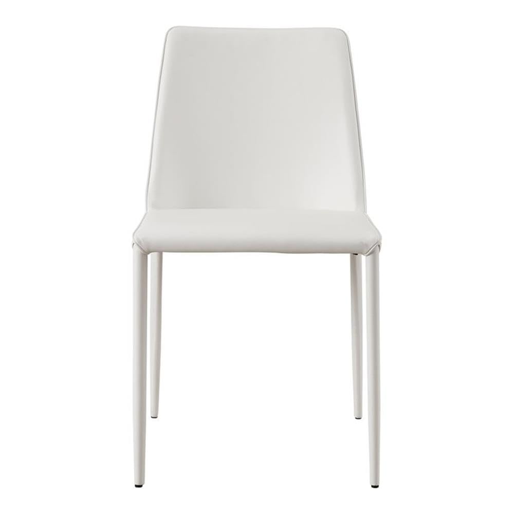 Nora Dining Chairs Set of 2 - White Vegan Leather Modern Kitchen Chairs for Dining Room, Kitchen Island & Breakfast Nook - Moe's Home Collection