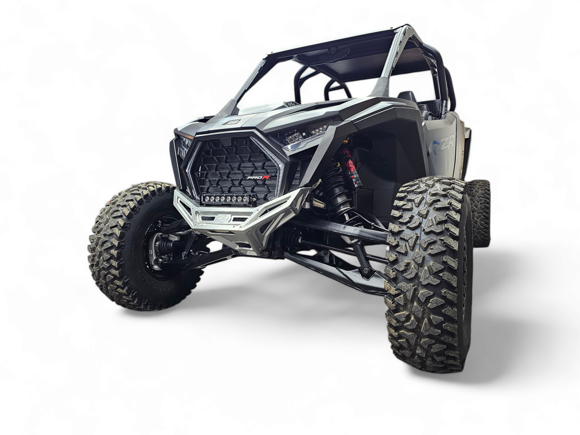 2022-2025 Polaris RZR Pro R & Turbo R Machined Billet Front Winch Bumper (Clear Anodized) - Heavy-Duty Off-Road Protection for Trail Riding & Rock Crawling - FWB610031