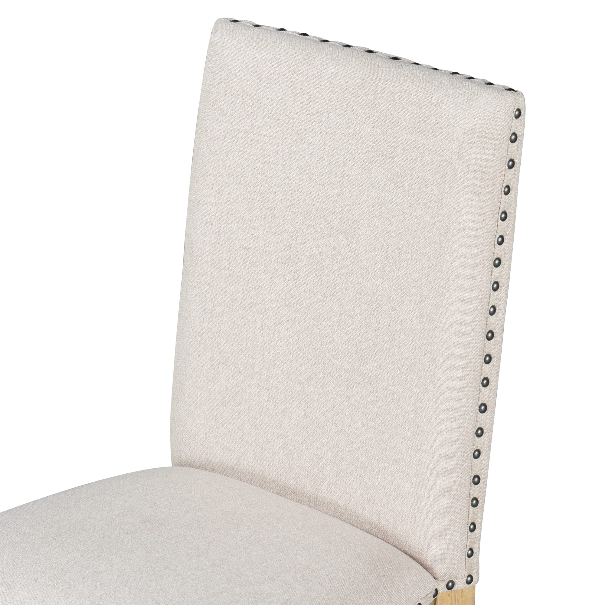 4-Piece Wooden Upholstered Dining Chair Set with Nailhead Trim - Modern Fabric Kitchen Chairs for Dining Room, Breakfast Nook & Entertaining