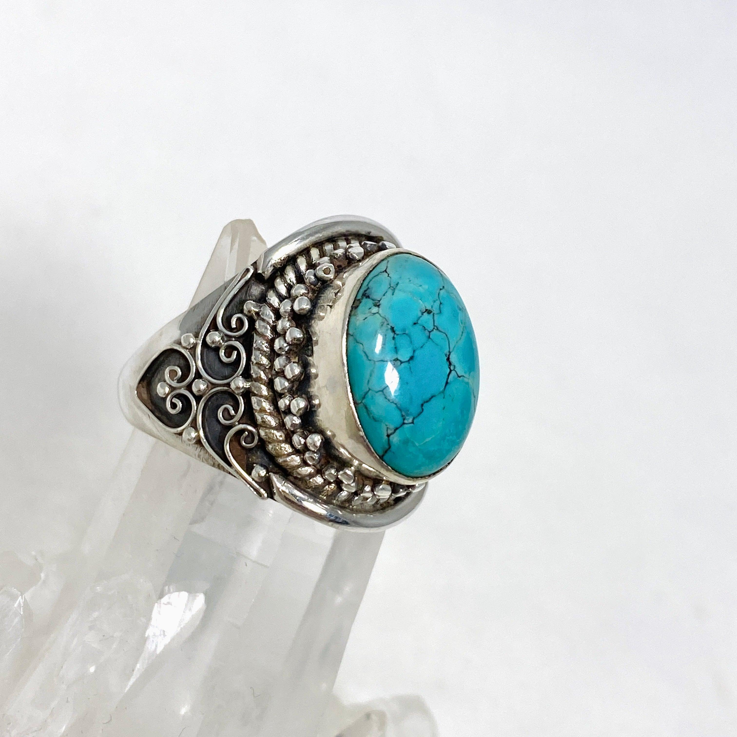 Boho Style Turquoise Ring KRGJ3244 - Handmade Sterling Silver Jewelry for Women, Perfect for Festivals, Beach Parties & Everyday Boho Fashion