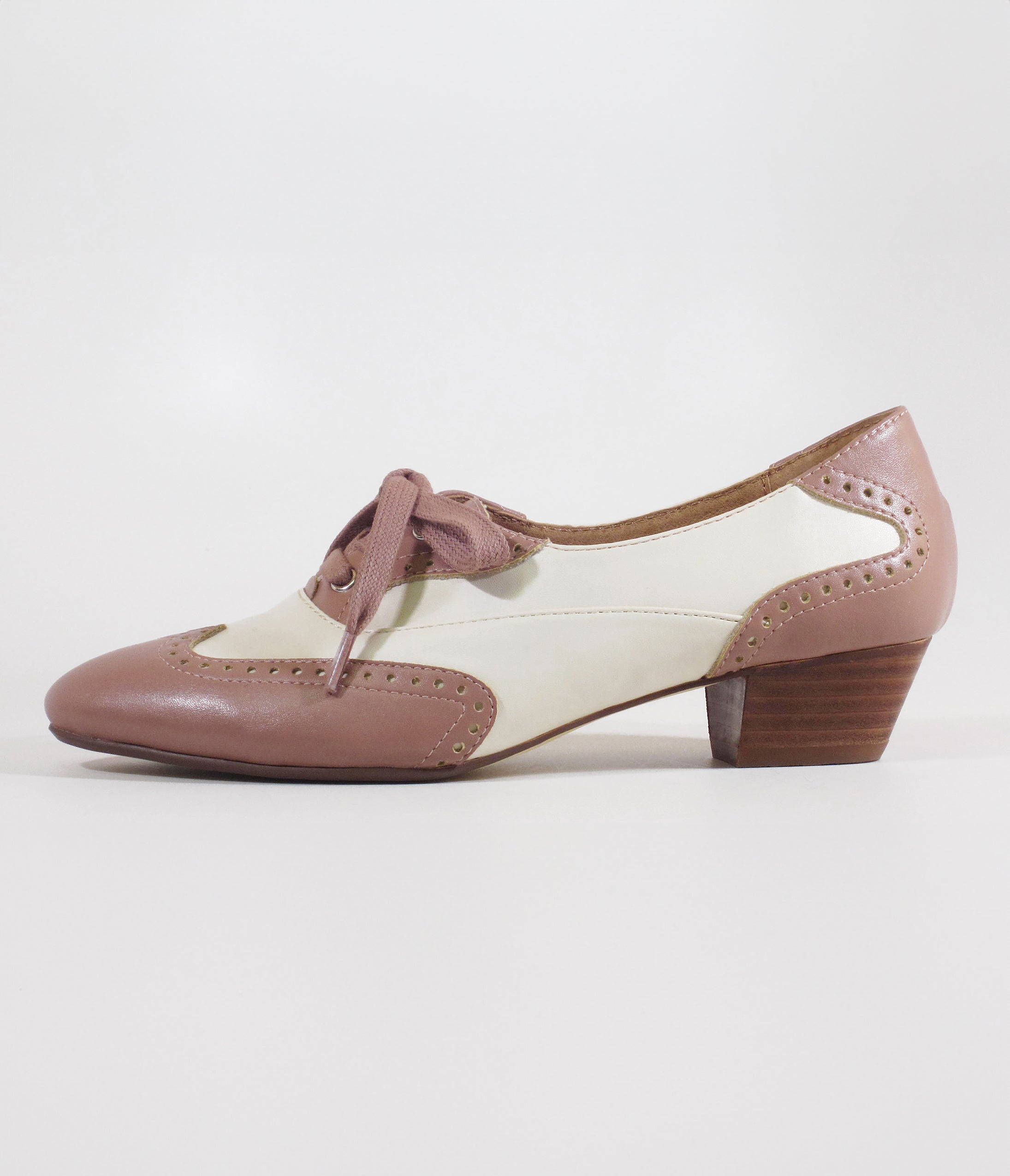 Vintage 1950s Chelsea Crew Mauve & Bone Demi Oxford Saddle Shoes - Retro Style Women's Casual Shoes for Swing Dancing, Rockabilly Outfits & Everyday Wear