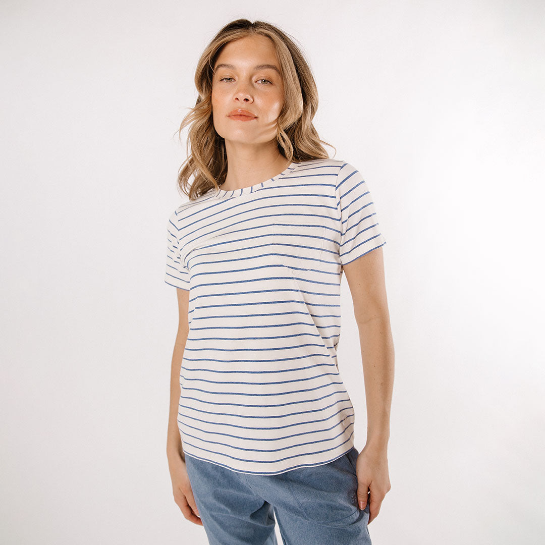 Venice Stripe Basic Tee - Soft Cotton T-Shirt for Men & Women | Casual Wear, Layering & Everyday Outfits