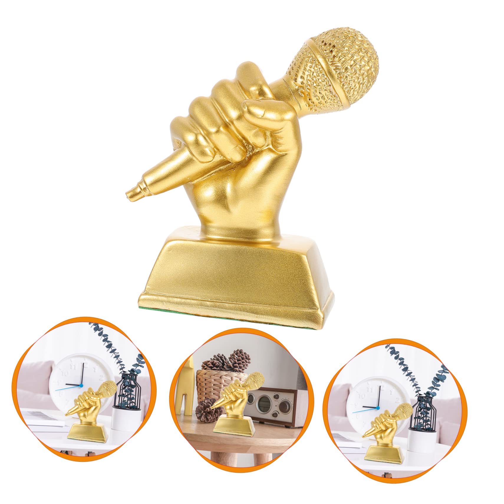Yardwe 3-Piece Musical Trophy Decor Set - Resin Microphone Trophy Cup, Sports Award & Home Decor - Perfect for Student Gifts, Housewarming, Sports Awards & Kids Room Decor