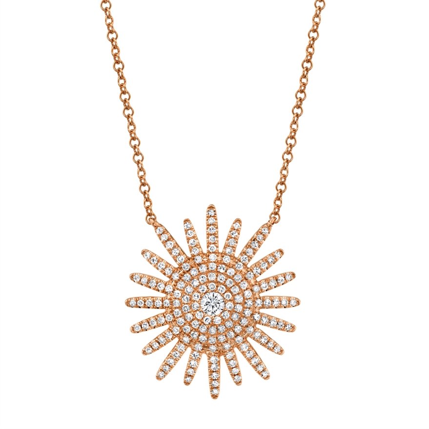 14K Gold 0.43 CTW Diamond Starburst Pendant Necklace - Elegant Gift for Women, Perfect for Anniversary, Birthday & Special Occasions