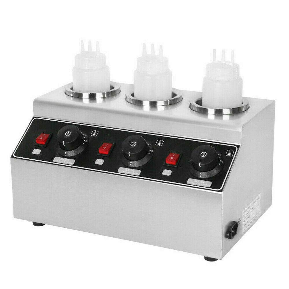 Commercial Electric Sauce Warmer - 3 Bottle 240W 3-Head Jam Dispenser with Temperature Control (30-85°C) - Perfect for Restaurants, Cafes & Catering Services