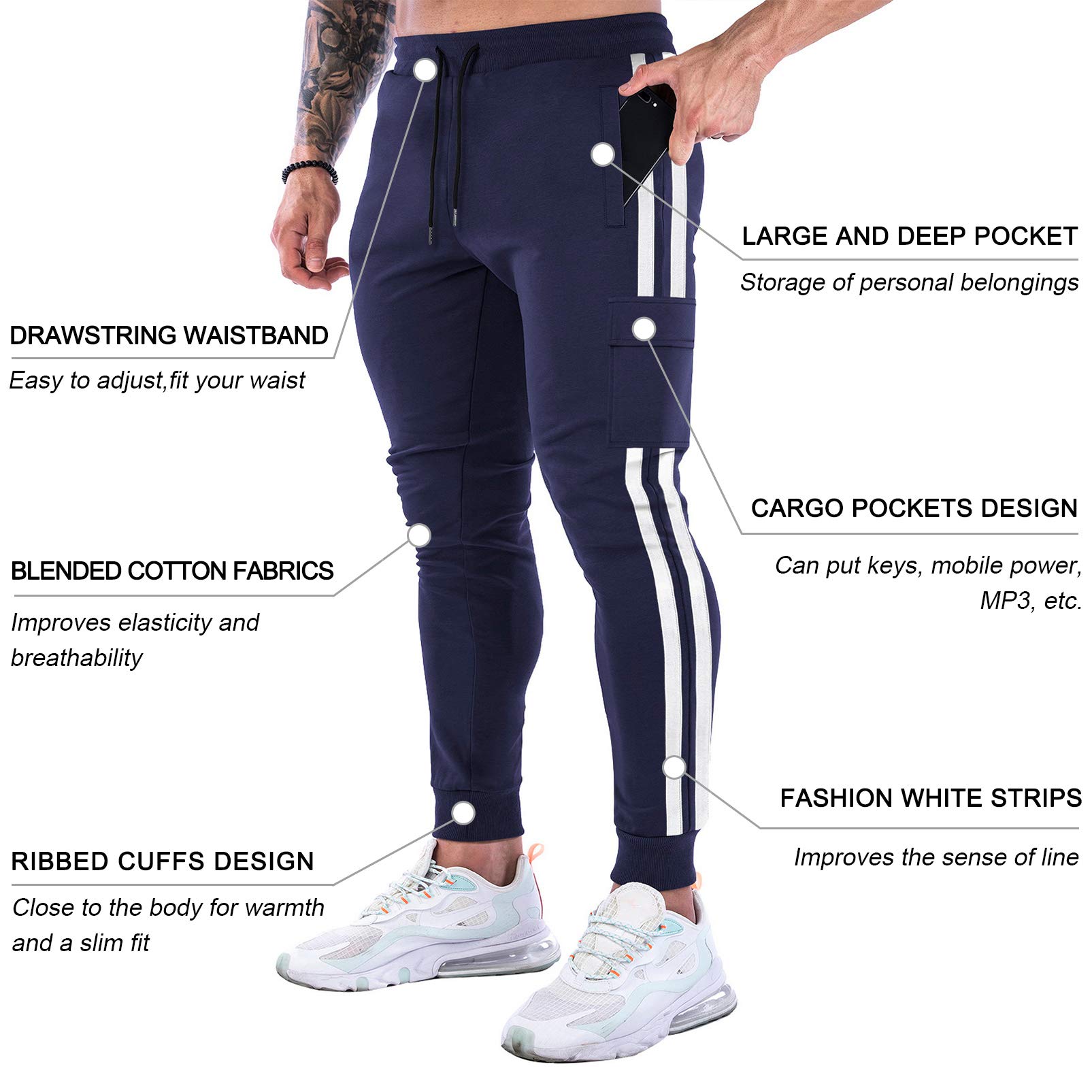 DIOTSR Men's Workout Jogger Pants - Slim Fit Running Sweatpants with Pockets | Gym, Training & Casual Wear